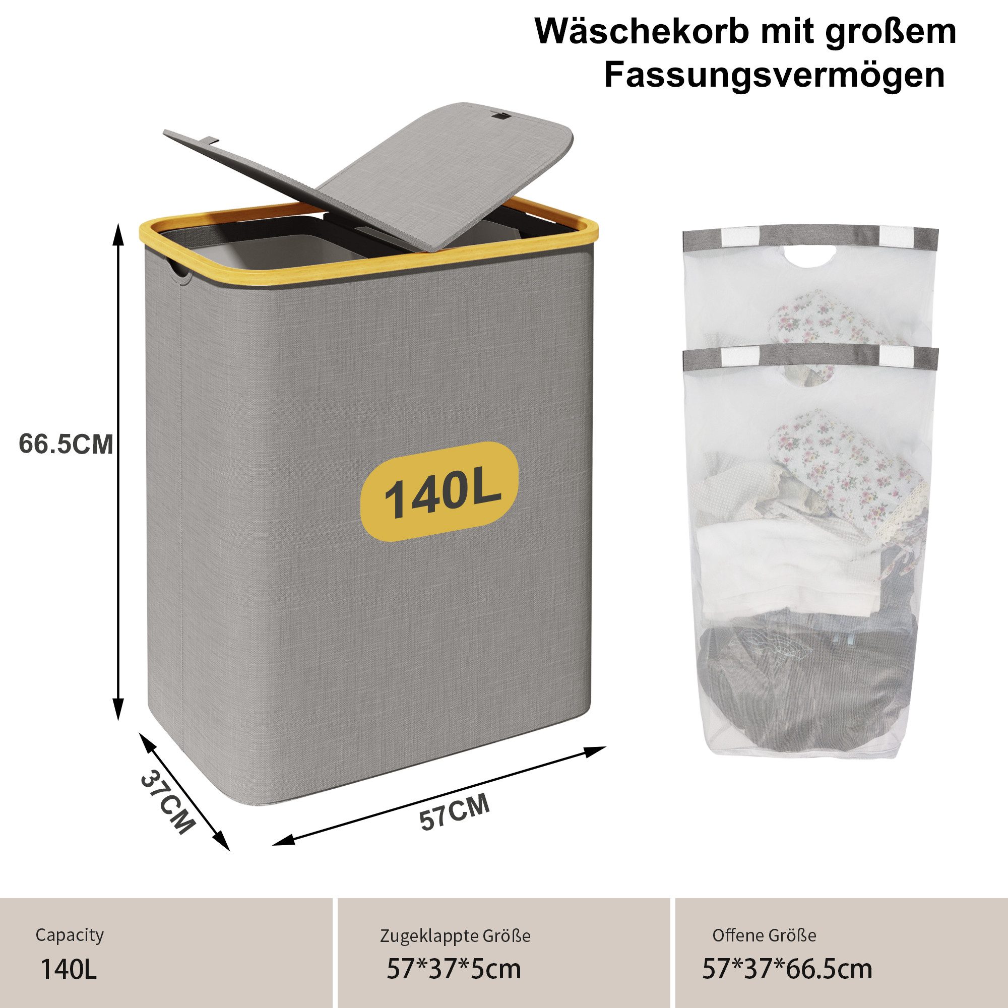 AdelDream Wäschekorb 140L 160L Wäschekorb mit Deckel günstig online kaufen