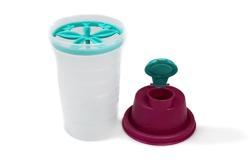 TUPPERWARE Teig Shaker Mix-Fix Mini 250 ml transparent - lila + SPÜLTUCH