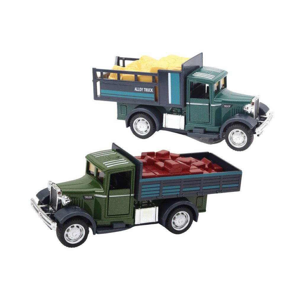 LEAN TOYS Spielzeug-Transporter Modellauto Spielzeuglaster Kinderfahrzeug, (Spar-Set, 1-tlg., 14 x 6 x 5 cm robust), Licht- & Soundeffekte, Tür aufklappbar, Metall