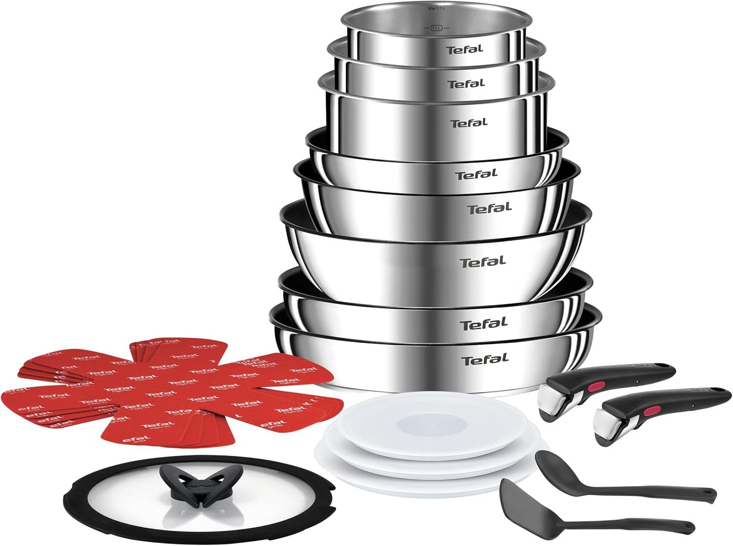 Tefal Topf-Set Tefal Ingenio Emotion L897SJ04 20-teiliges Kochgeschirrset, (20-tlg)