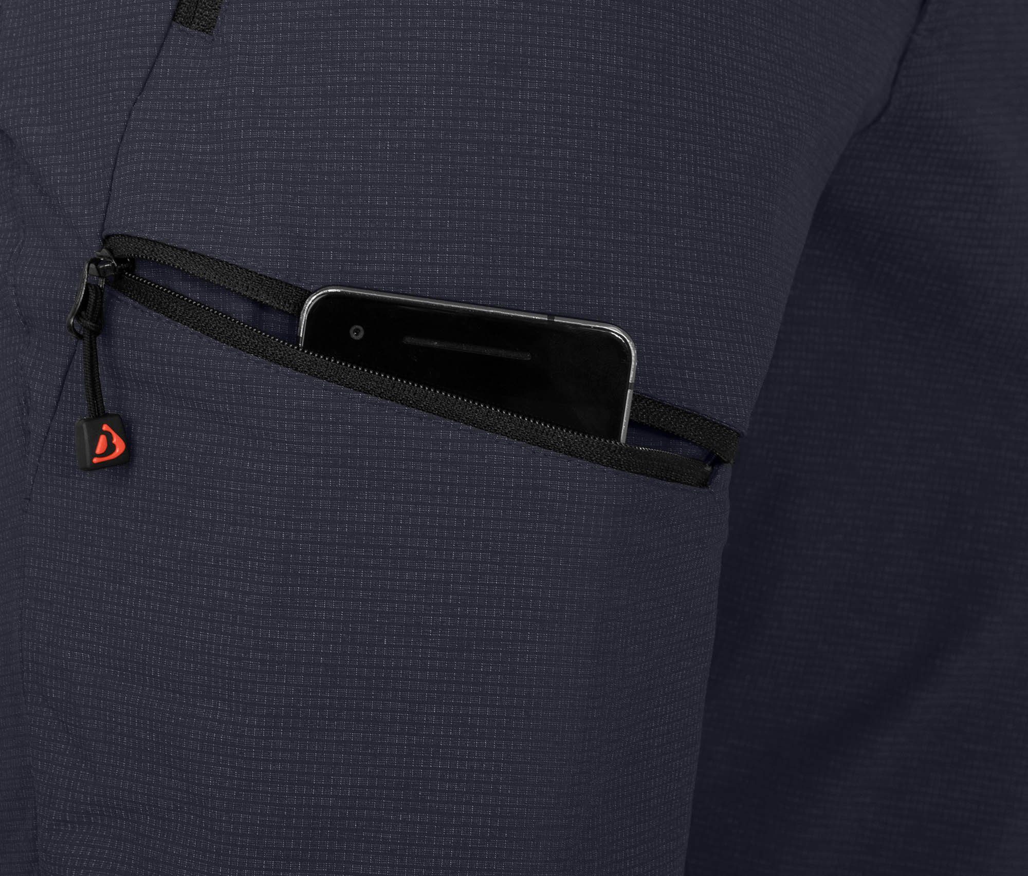 Zip-off-Hose Herren LEBIKO blau robust, Kurzgrößen, Nacht Wanderhose, elastisch, Bergson Zipp-Off