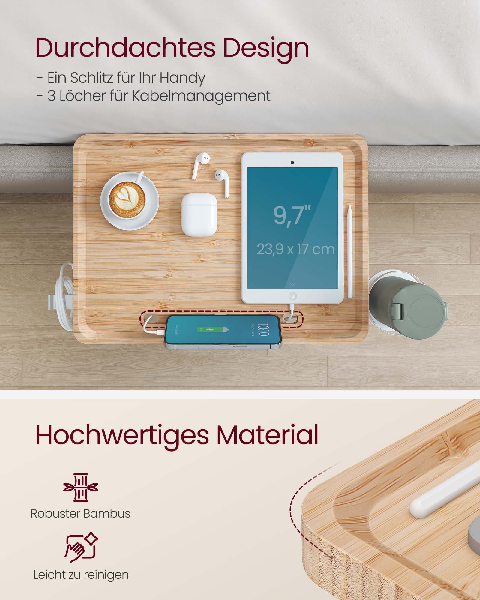 VASAGLE Nachttisch, einhängbar, verstellbar, mit Handyschlitz