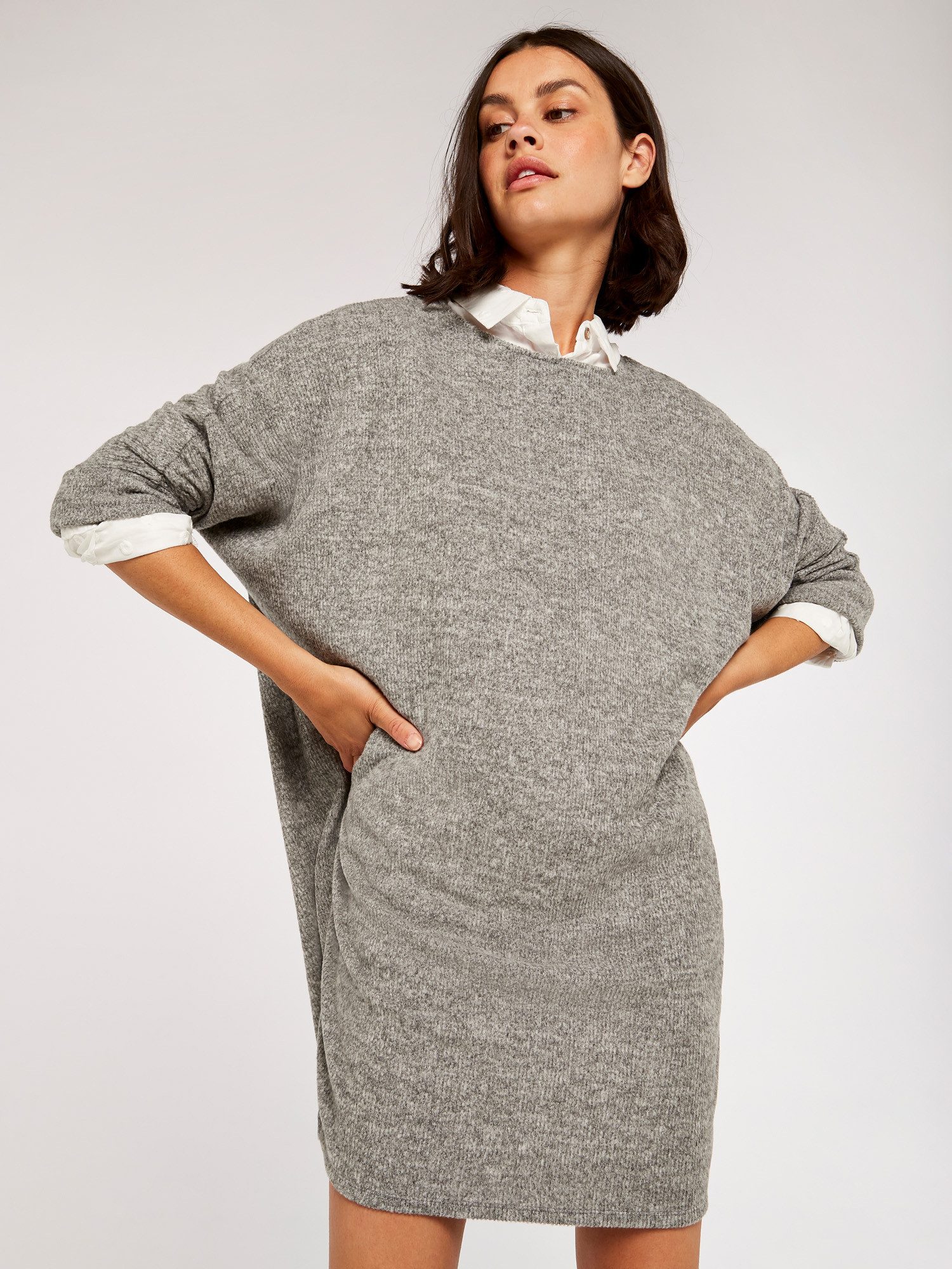 Apricot Strickkleid Cocoon-Minikleid mit Umschlagärmeln – Bild 3 von 4