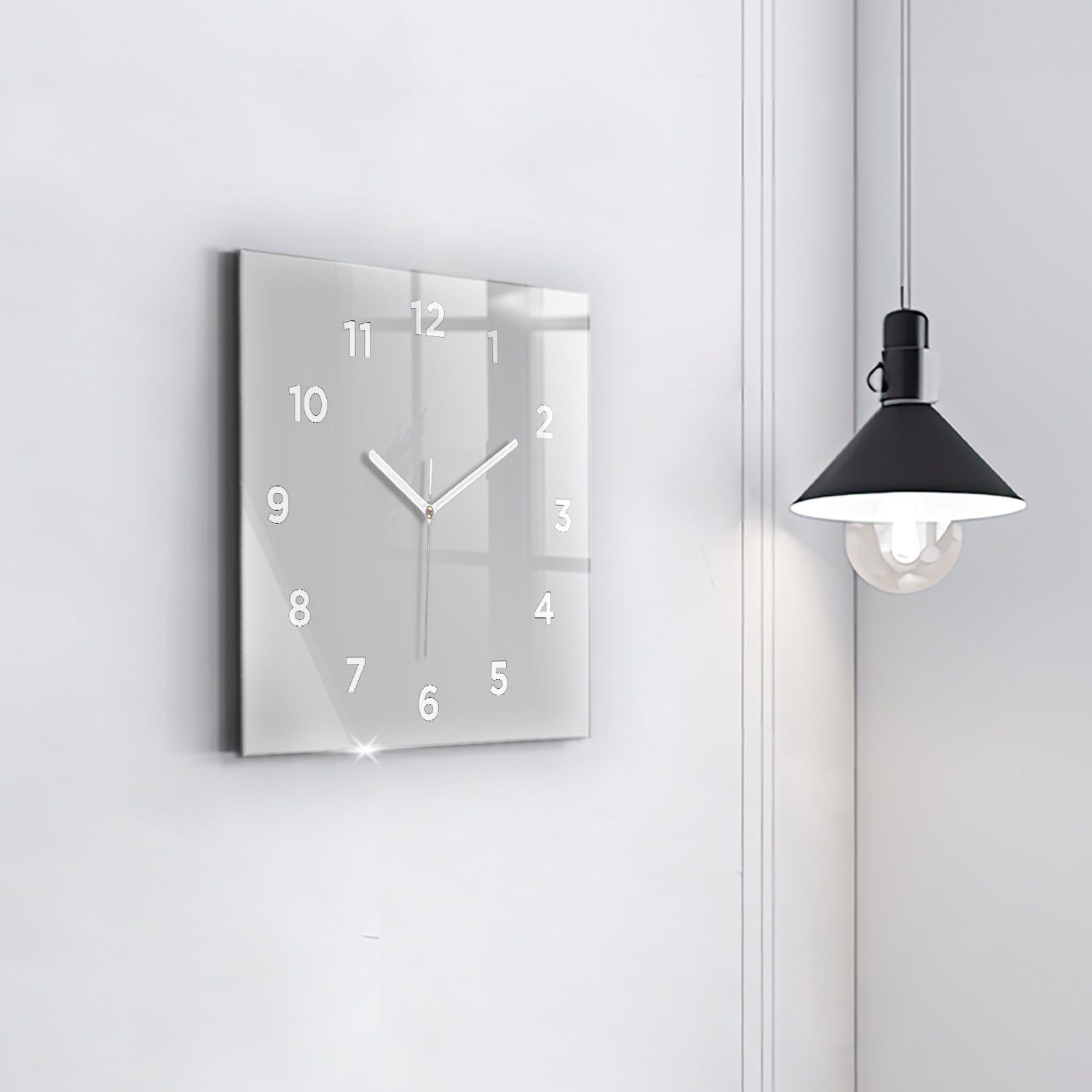 Tulup Wanduhr Glasuhr Modernistische Glaswanduhr 30x30cm Uhr aus gehärtetem Glas
