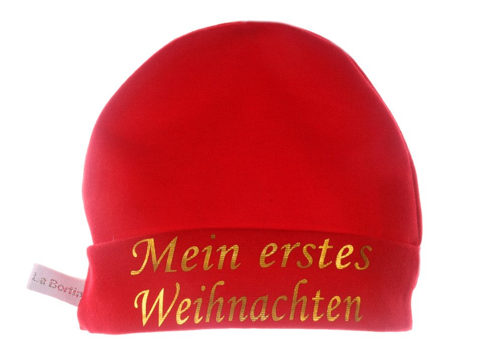 La Bortini Erstlingsmütze Baby Mütze in Rot zum Weihnachten elastisch, weich, 34 36 38 40 42 44 46 48