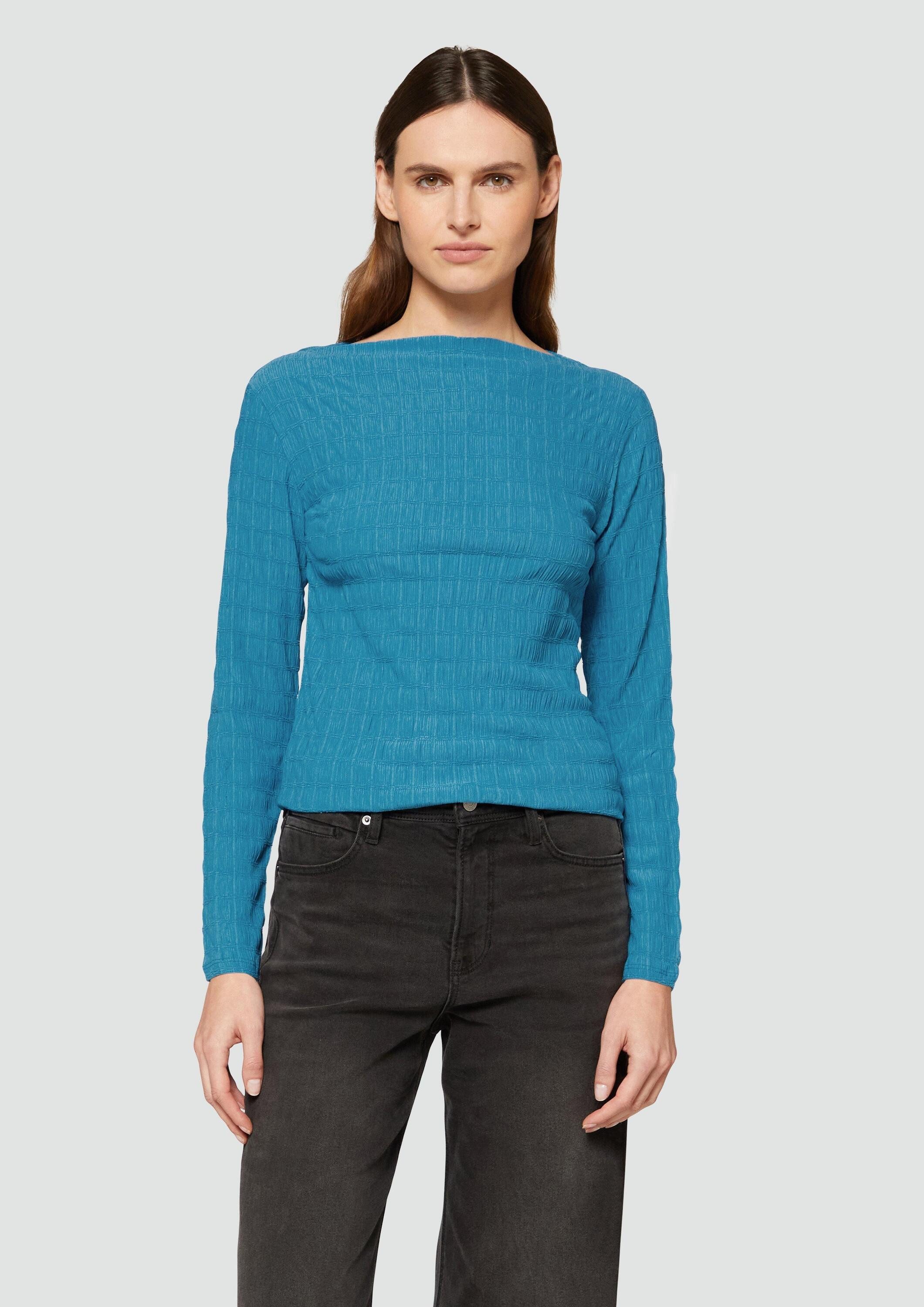 s.Oliver Langarmshirt T-Shirt Jersey-Shirt mit Strukturmuster und U-Boot-Au günstig online kaufen