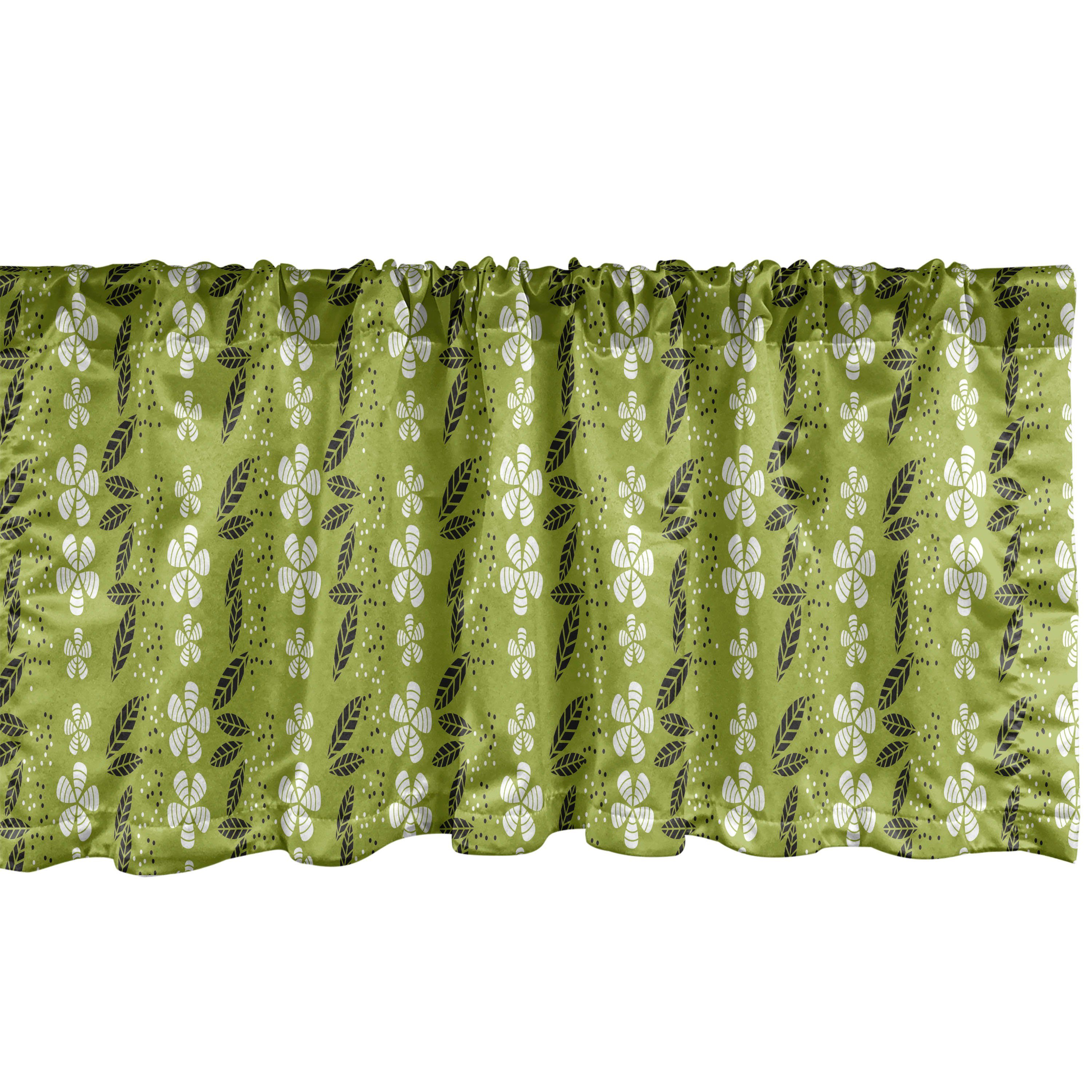 Scheibengardine Vorhang Volant für Küche Schlafzimmer Dekor mit Stangentasche, Abakuhaus, Microfaser, Natur-Kunst Wachstum Saison Blätter