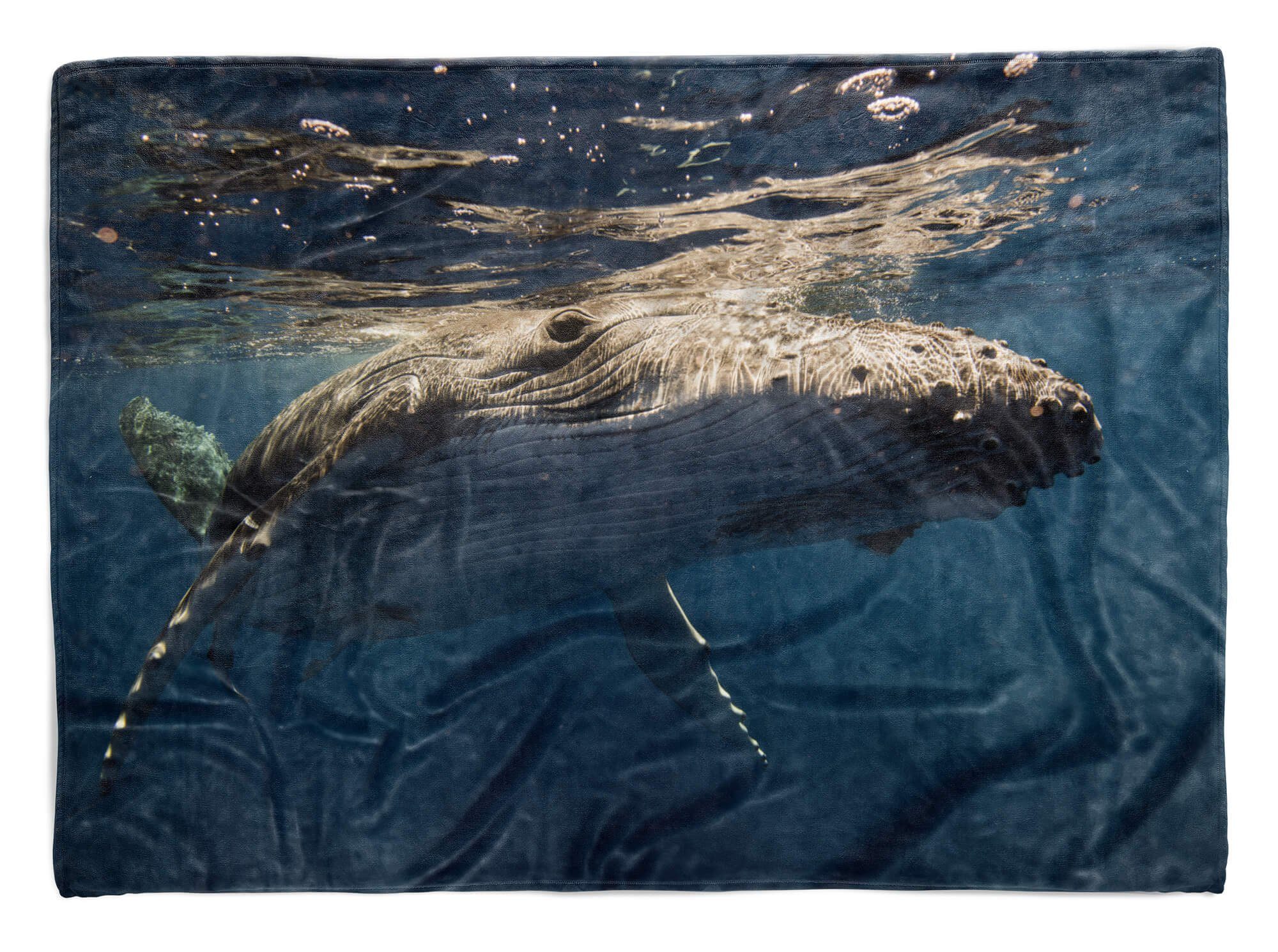Sinus Art Handtücher Handtuch Strandhandtuch Saunatuch Kuscheldecke mit Tiermotiv Buckelwal unter Wa, Baumwolle-Polyester-Mix (1-St), Handtuch