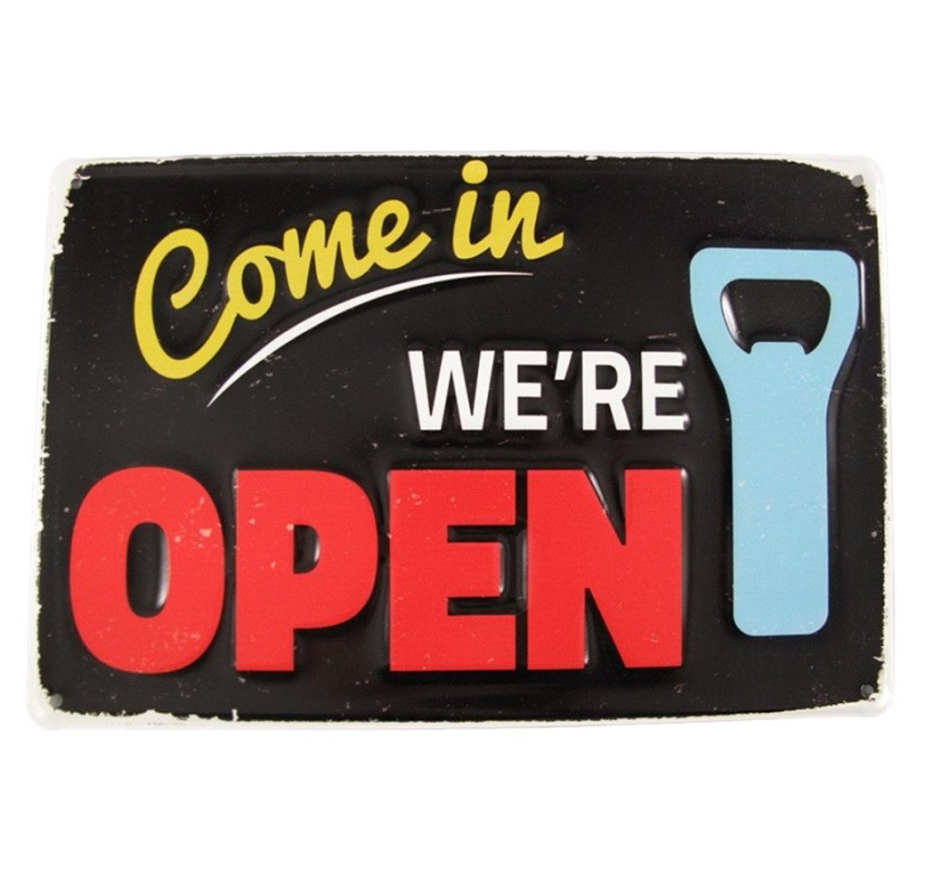 Metallschild Blechschild, Reklameschild Come in we´re Open