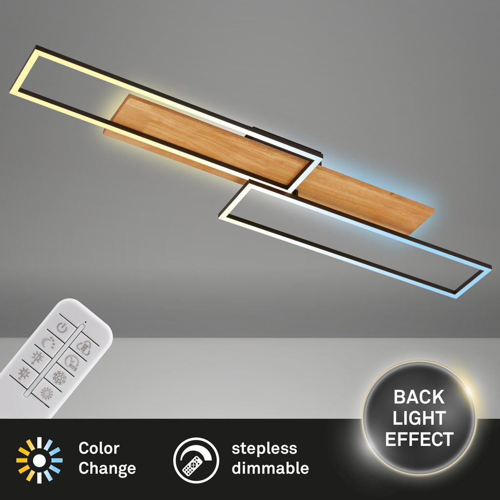 Briloner Leuchten LED Deckenleuchte 3809014, Dimmfunktion, LED fest integriert, 2700K - Extra-Warmweiß, LED Deckenlampe, 110x25x8,5cm, 37,5W, Wohnzimmer, Schlafzimmer
