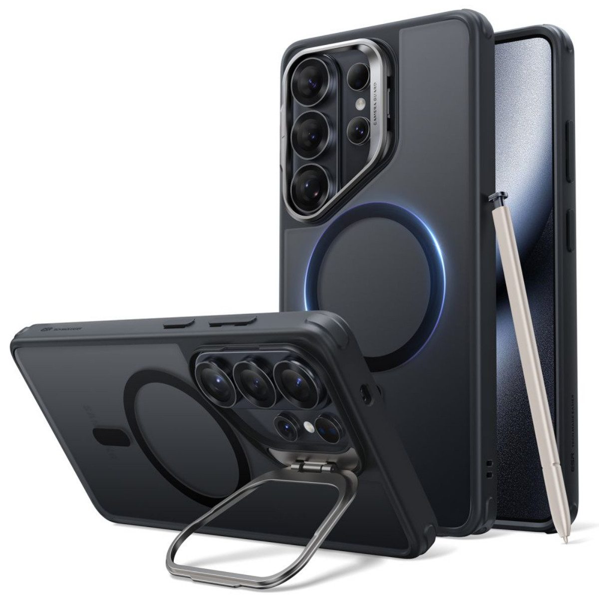 ESR Handyhülle Classic Hybrid Kickstand Hülle für Samsung Galaxy S26 Ultra Schwarz 6,9 Zoll, Kamerarahmen dient zugleich als stabiler Metallständer