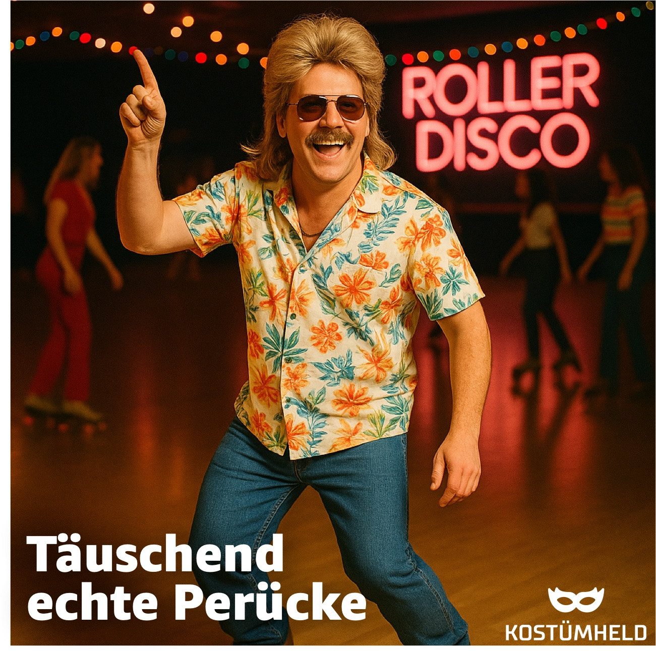 TK Gruppe Kostüm Vokuhila Perücke – 80er-Jahre Kultperücke für Fasching & Karneval