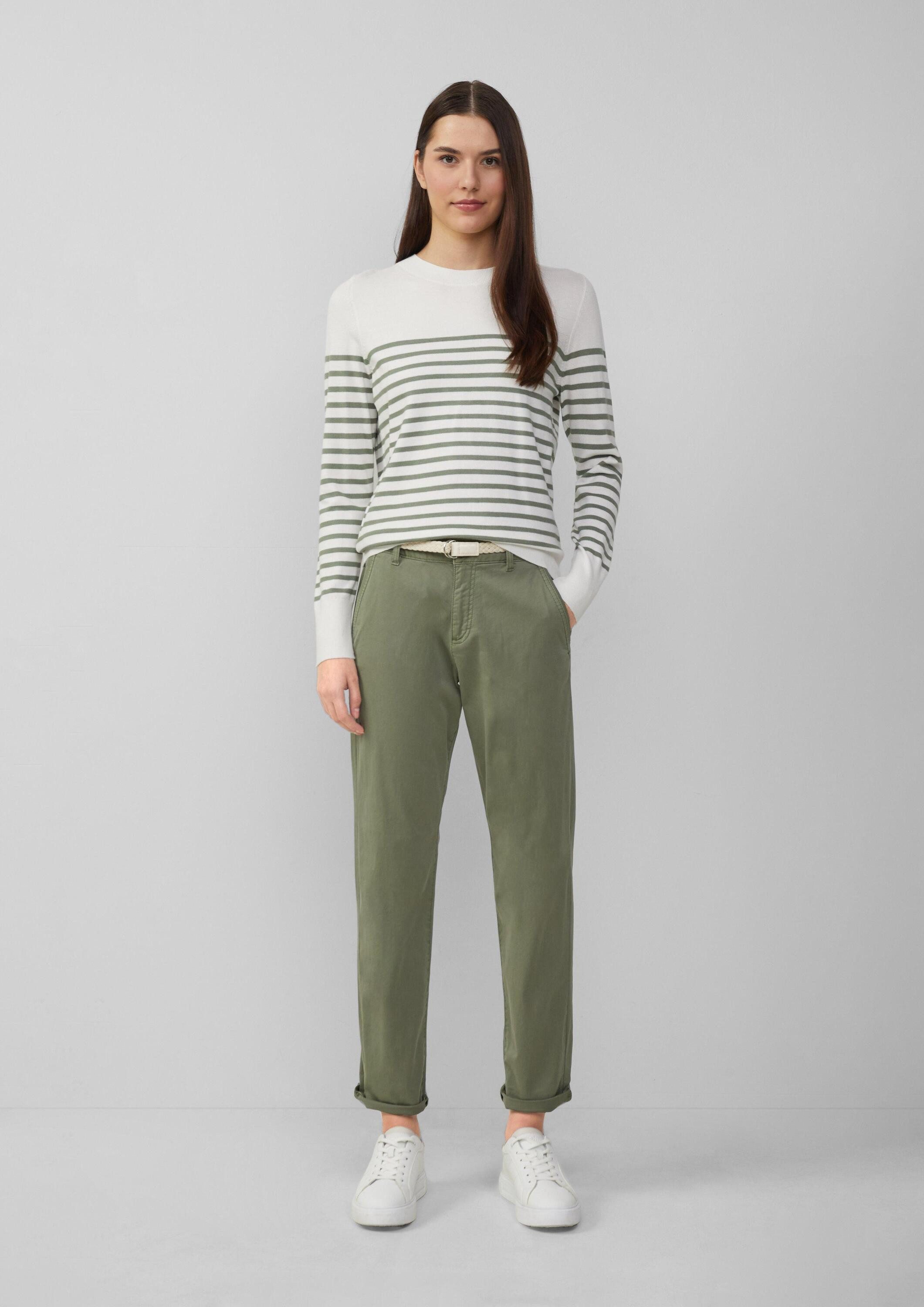 s.Oliver Chinos Hose CHINO Chino mit geflochtenem Gürtel und Garment Dye