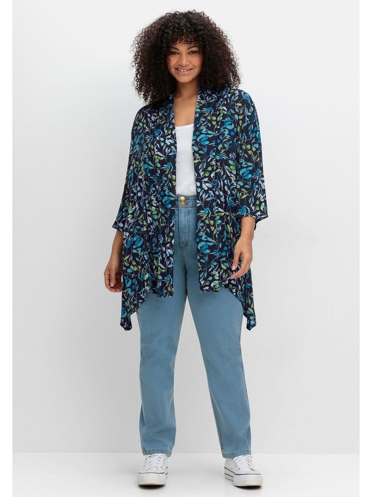 Sheego Longbluse Große Größen mit Blätterdruck, in Zipfelform