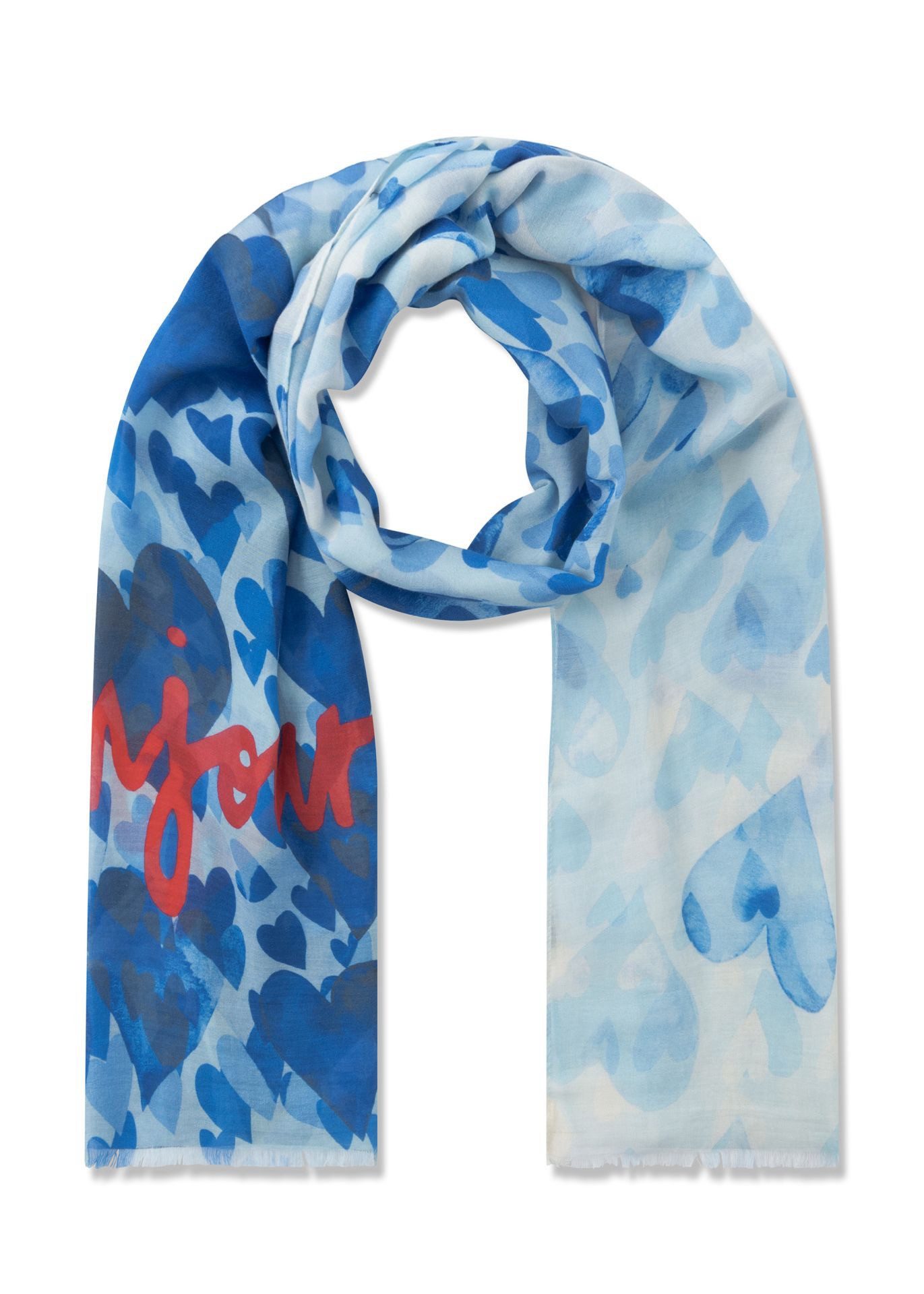 Codello Modeschal Codello Schal mit Herzmuster und BONJOUR-Schriftzug, Herzmuster