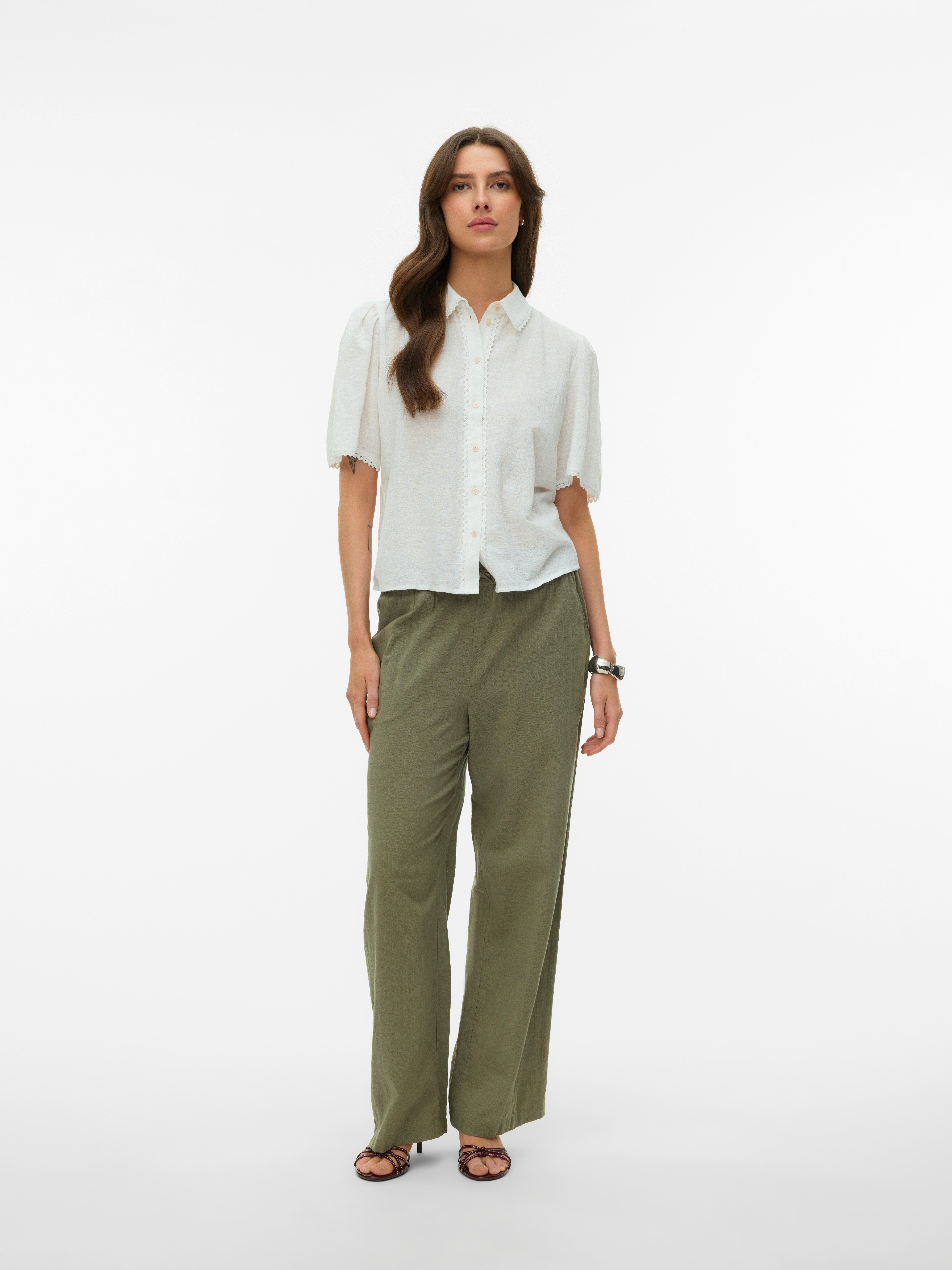 Vero Moda Schlupfhose VMCAIA MW WIDE PANT WVN NOOS Baumwollmischung, oversize, mit Leinen – Bild 3 von 5