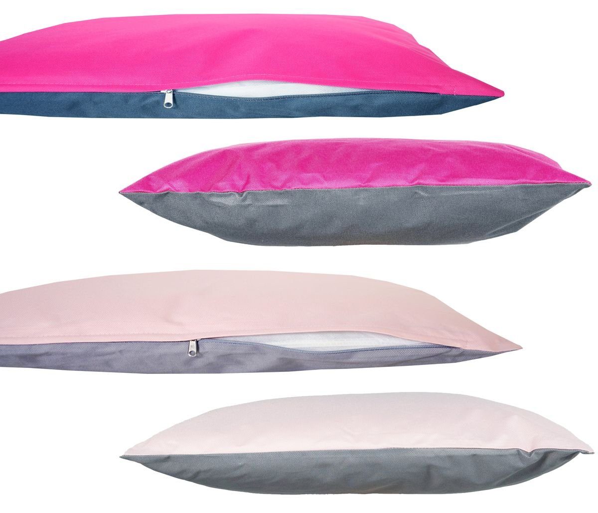 Kissen inkl. Außen / Grau-Rosa Dekokissen Outdoor für Robust, JACK & Wende JACK 2-farbiges 45x45cm Anthrazit-Pink Lotus-Effekt, Füllung, 4x Innen mit Strapazierfähig, Lounge geeignet