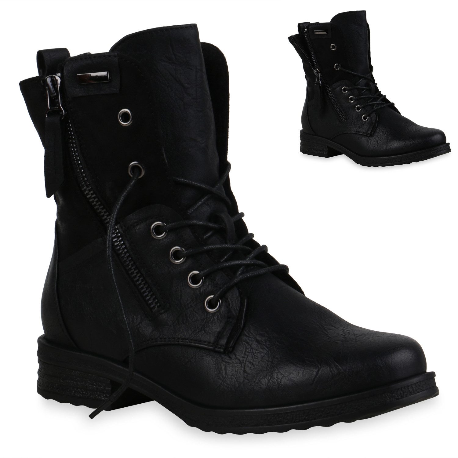 VAN HILL 835417 Schnürstiefelette Damen Schnürstiefeletten Nova Stiefeletten Trendy Blockabsatz