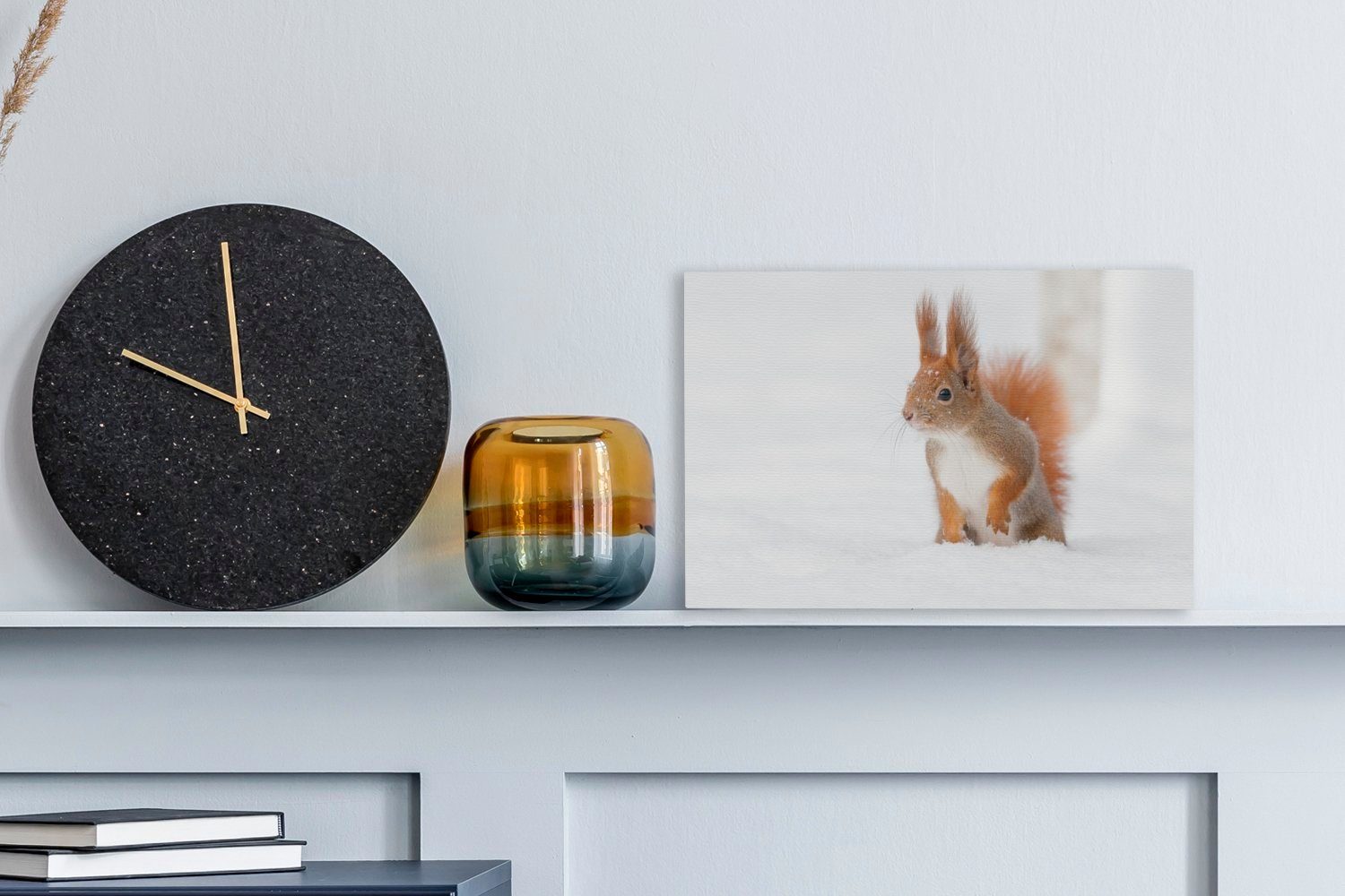 OneMillionCanvasses® Leinwandbild Eichhörnchen - Schnee - günstig online kaufen