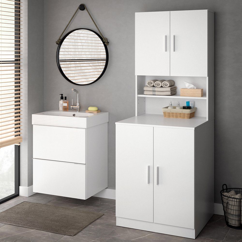 Vicco Waschmaschinenumbauschrank Liana, Weiß, 70.5 x 190.5 cm zusammenklappbar