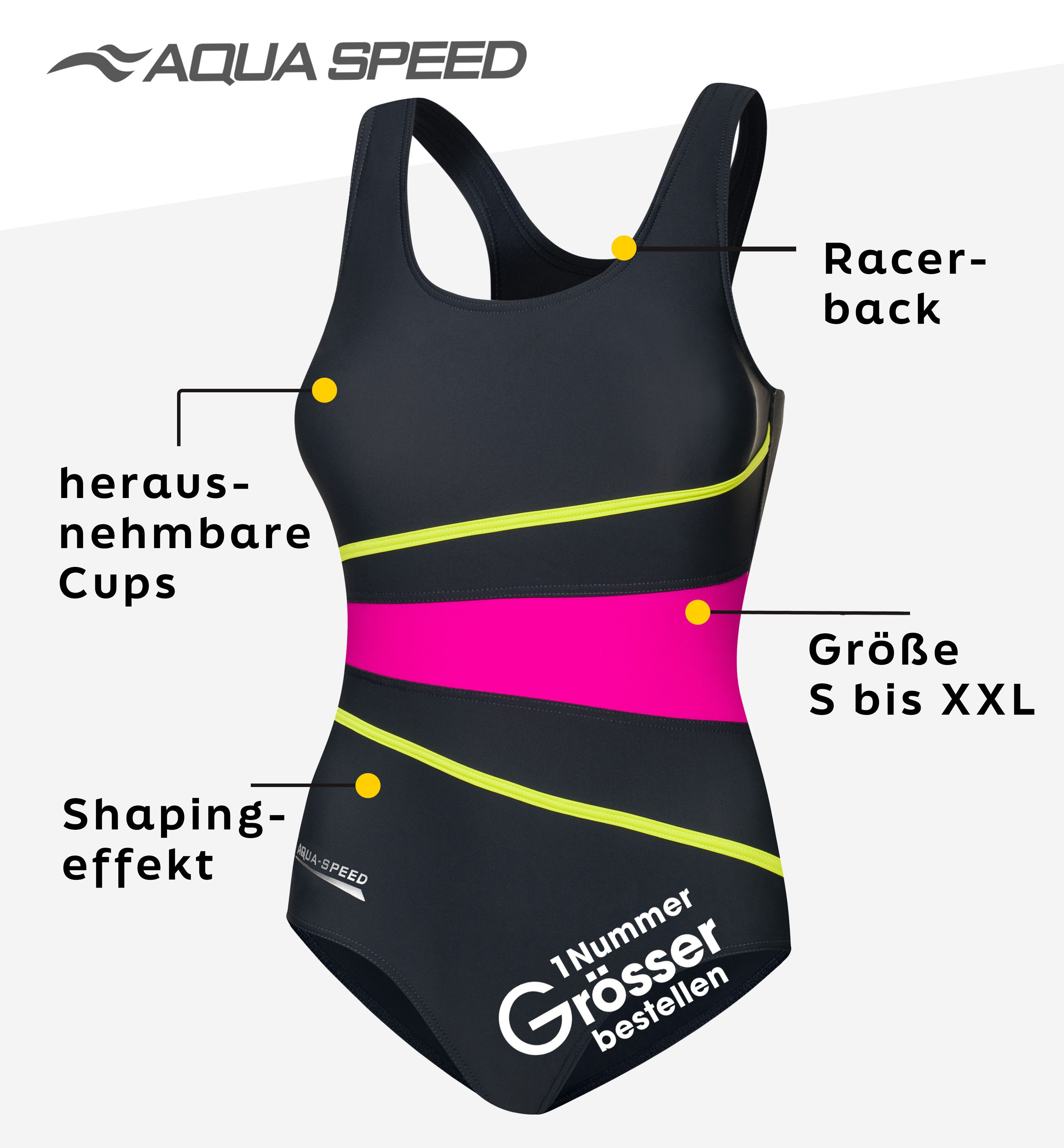 Aqua Speed Badeanzug STELLA sportlicher Damen Badeanzug Einteiler Soft Cups Racerback