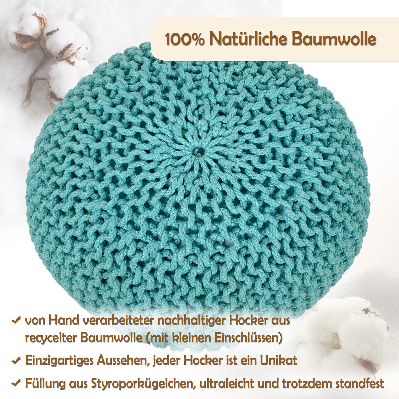 Amagohome Sitzhocker Sitzpouf Strickhocker Pouf Ø45 H30cm Bodenkissen Indoo günstig online kaufen