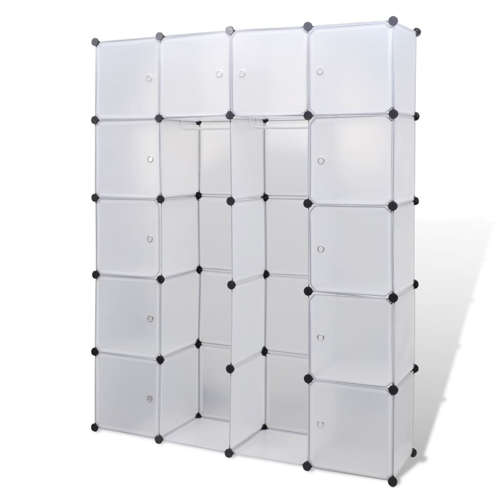 vidaXL Kleiderschrank Modularer Schrank mit 14 Fächern Weiß 37x146x180,5 cm