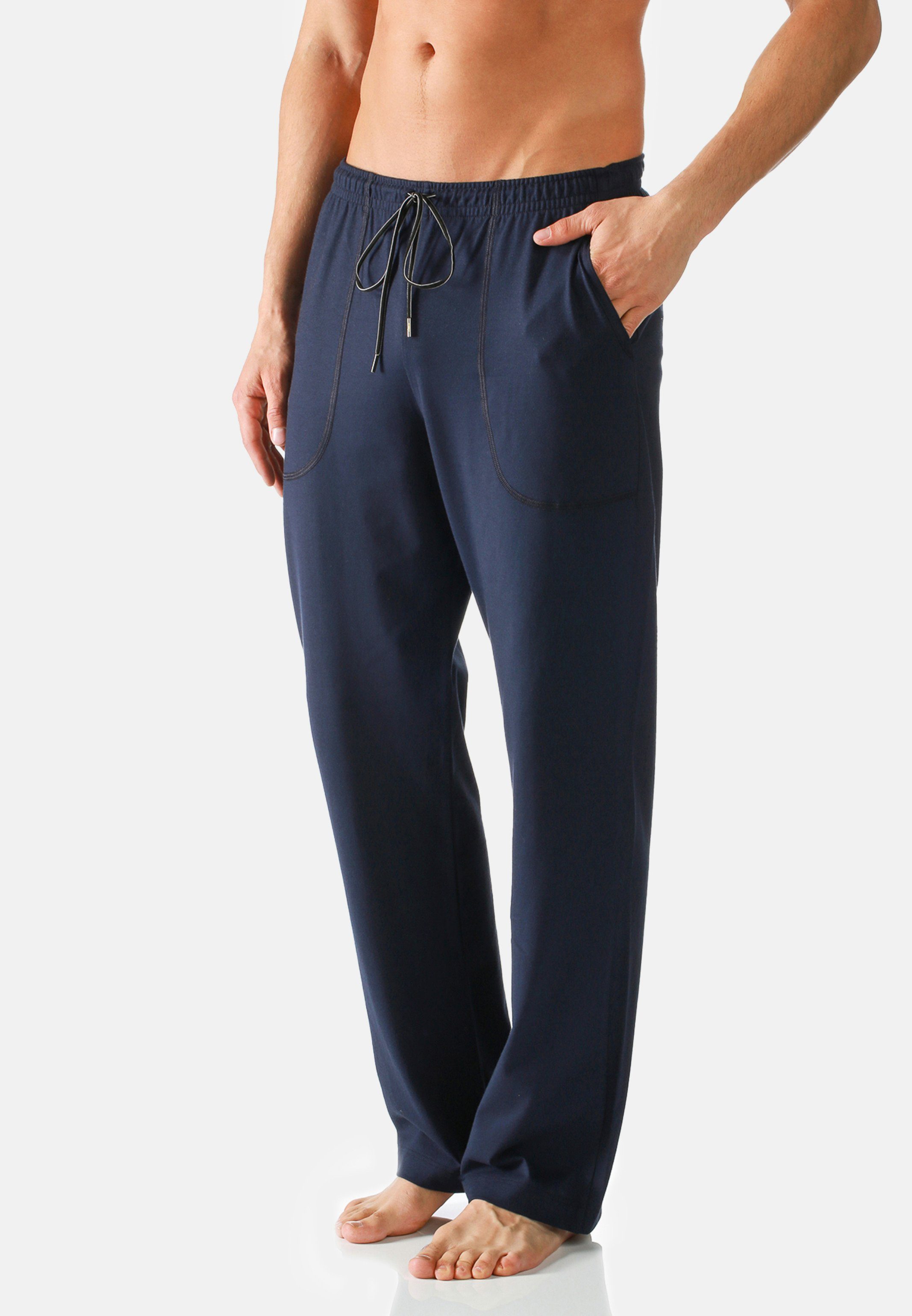 Mey Schlafhose Club Coll (1-tlg) Homewear Hose - Baumwolle - Komfortbund mit Kordelzug, Langes Bein Yacht Blue