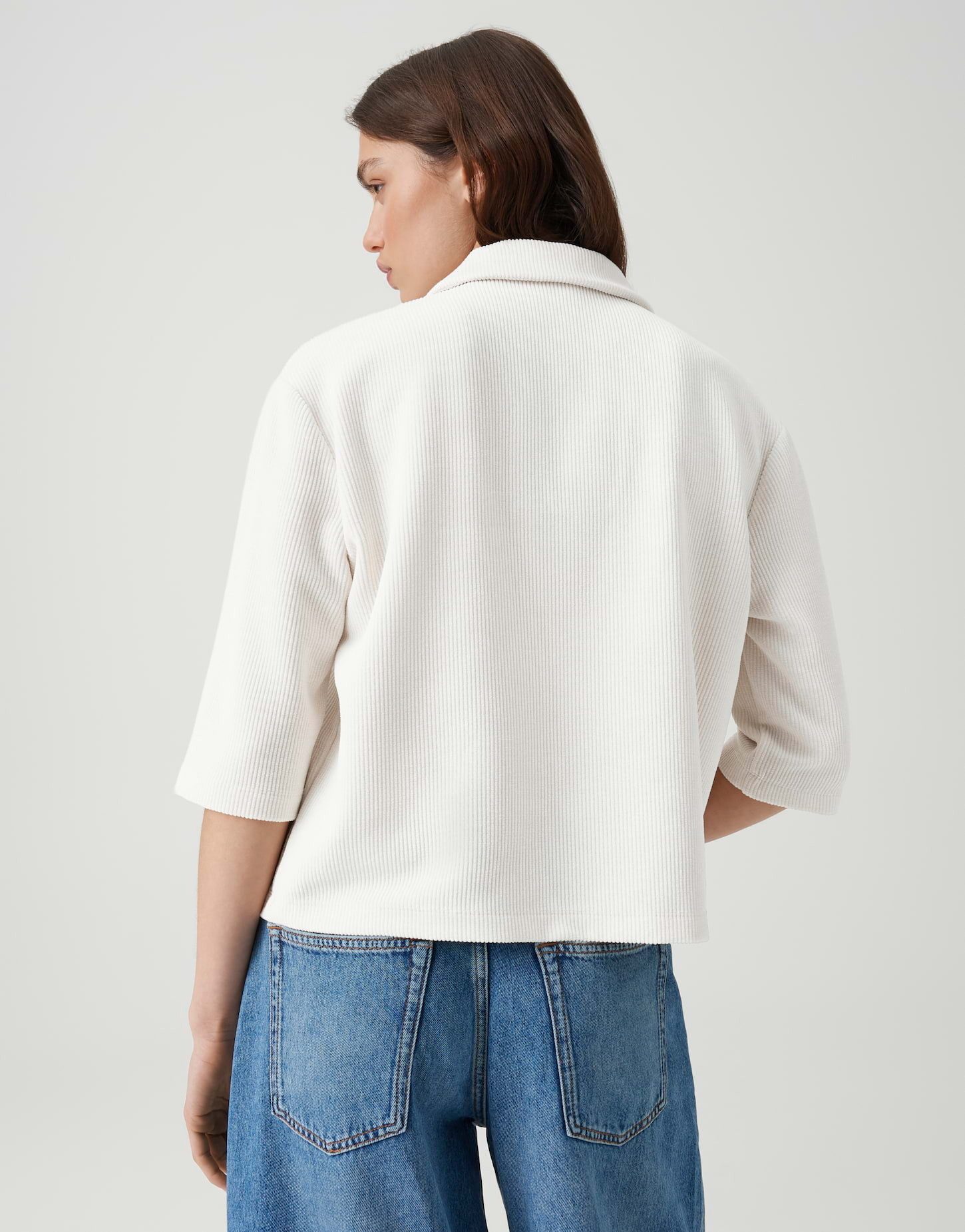 OPUS Sweatshirt Polo Sweat aus Cord Regular Fit Vielseitig kombinierbar für casual Looks