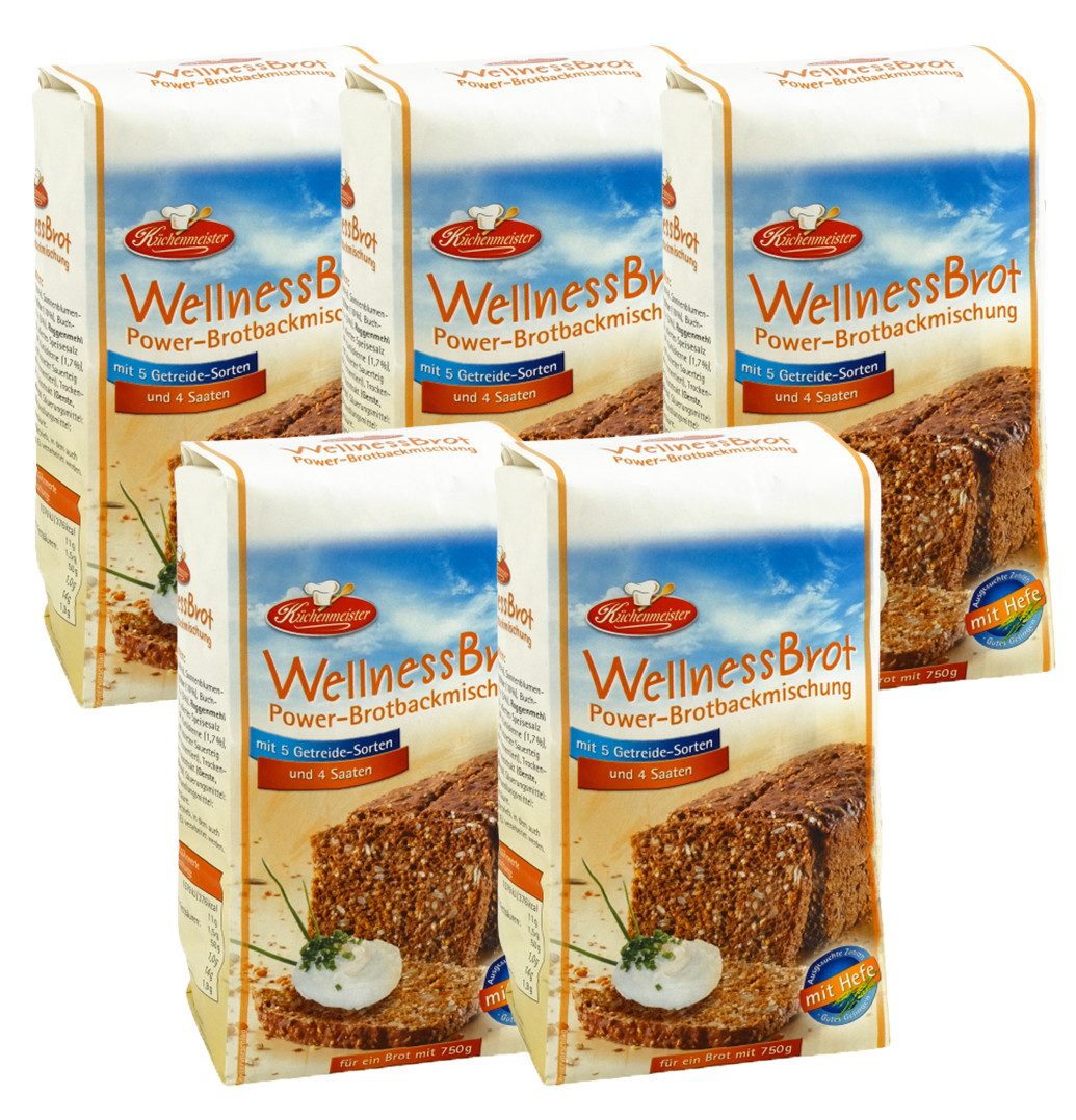 Bielmeier Backmischung Wellnessbrot PowerKüchenmeister, 1 x 2500 g, (5 x 500g), Made in Baden-Württemberg (SET314026-5)