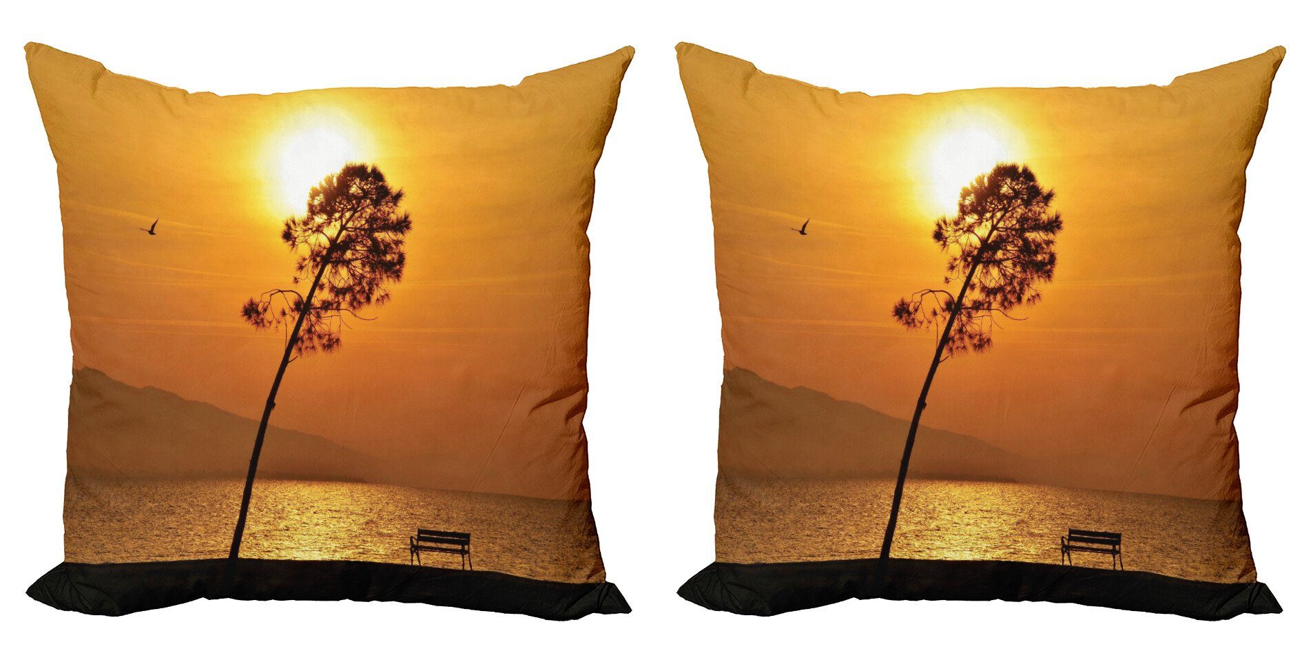 Kissenbezüge Modern Accent Doppelseitiger Digitaldruck, Abakuhaus (2 Stück), Orange Romantische Sonnenuntergang Dämmerung