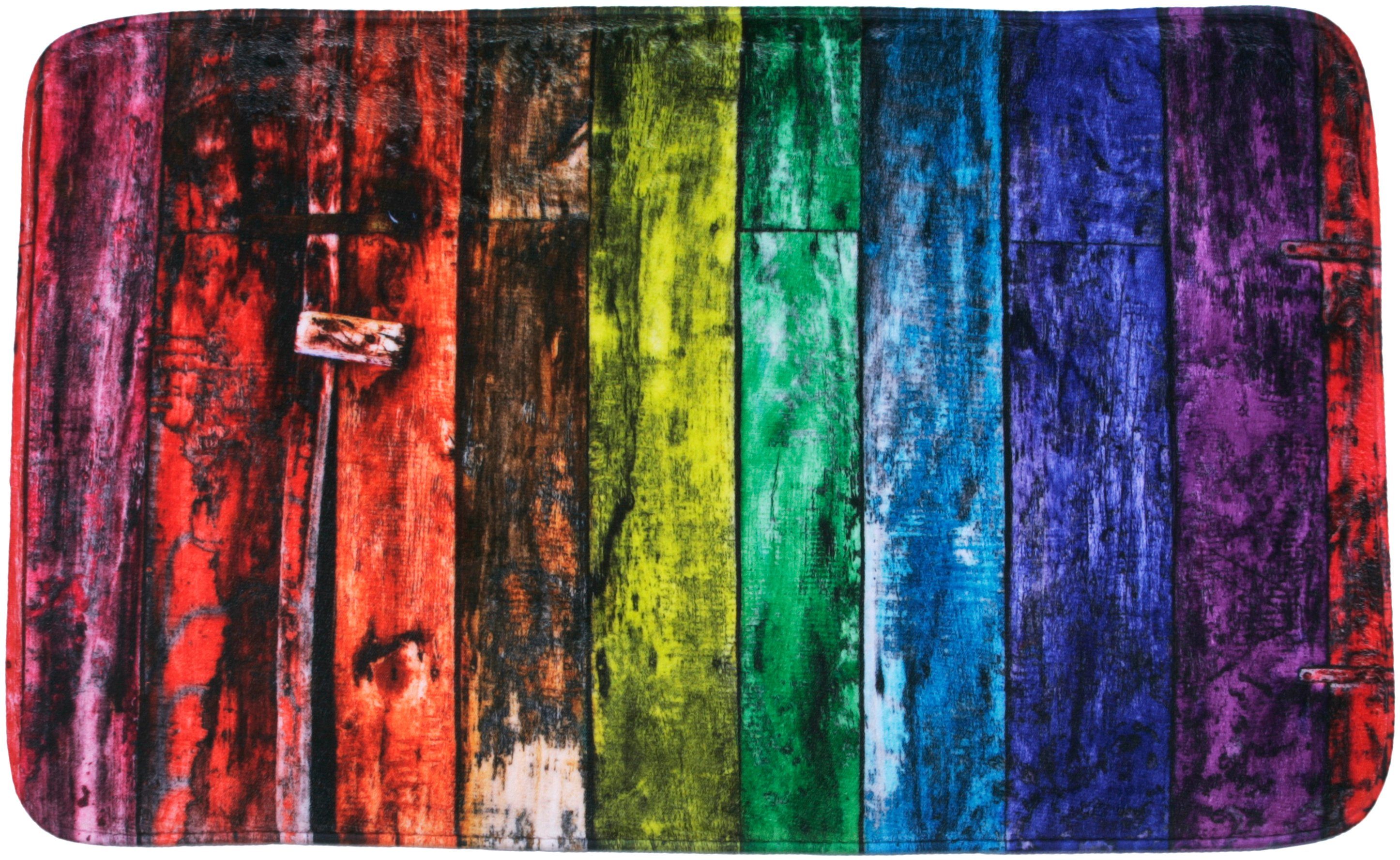 Sanilo Badematte Rainbow, 50 x 80 cm, sehr weich, rutschfest, waschbar und schnelltrocknend, Polyester
