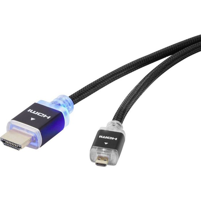 SpeaKa Professional Speaka Micro-HDMI Kabel mit LED-Beleuchtung 1.5 m HDMI-Kabel (1.50 cm)