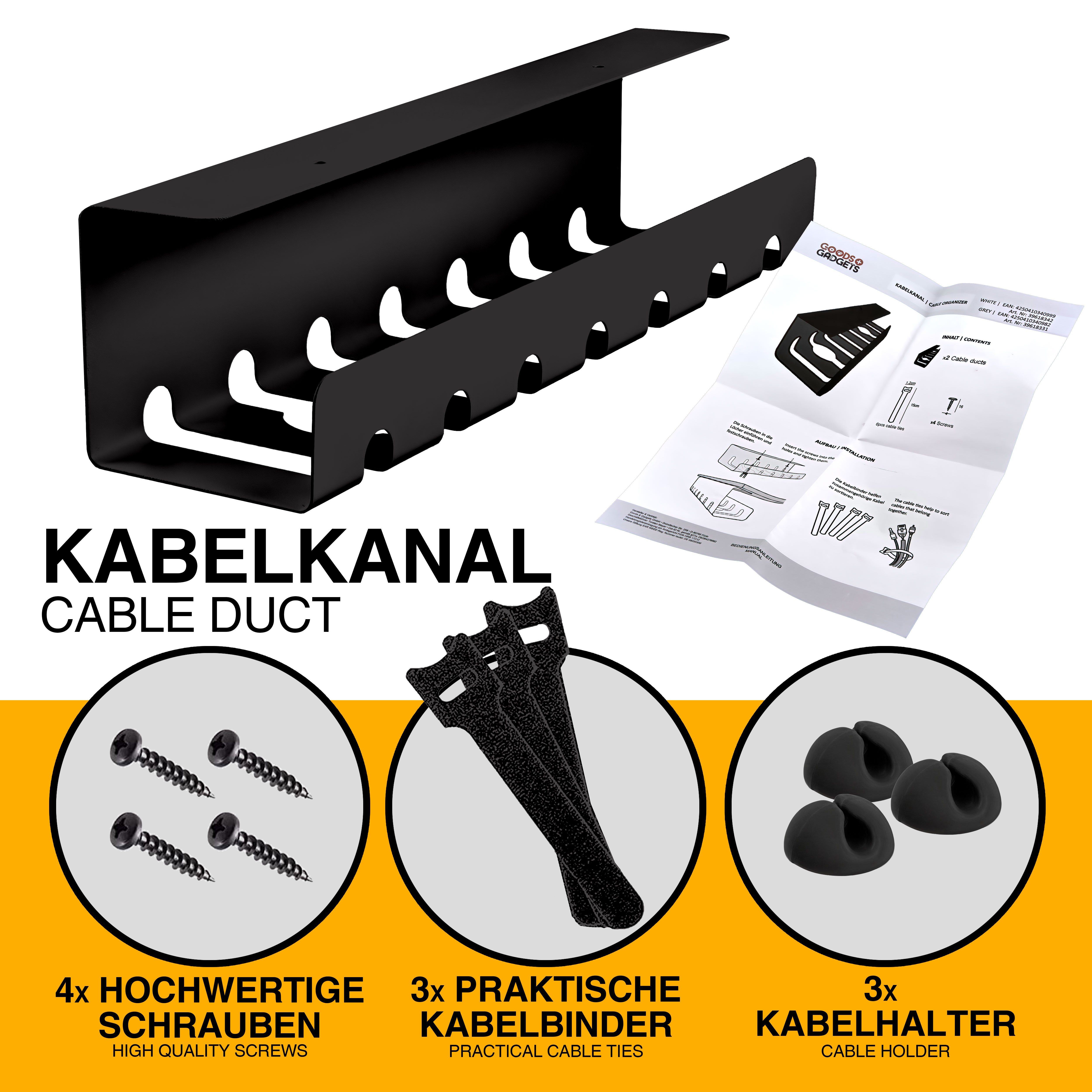 Goods+Gadgets Kabelkanal Goods+Gadgets Kabelkanal – Kabelmanagement Schreibtisch & Kabelhalter (Kabelhalter, Kabelwanne, Kabelkorb, 1-St) – Bild 4 von 5