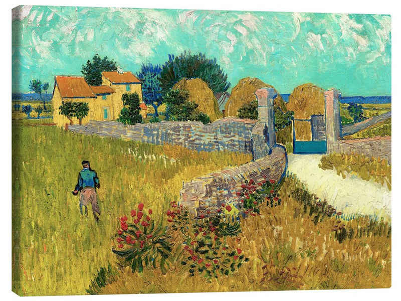 Posterlounge Leinwandbild Vincent van Gogh, Bauernhaus in der Provence, Wohnzimmer Mediterran Malerei
