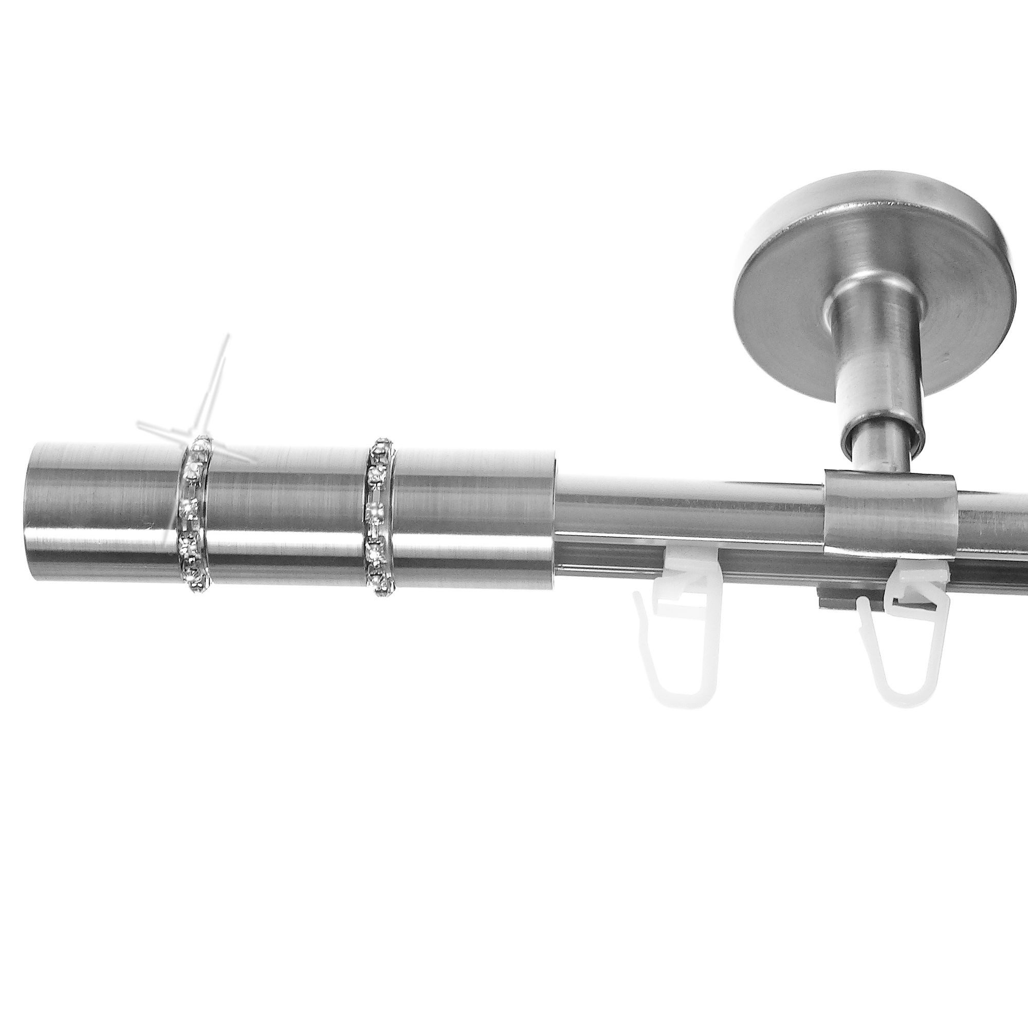 BASIT Gardinenstange Innenlauf 16 mm mit Deckenträgern 200 cm E26, Ø 16 mm, 1-läufig, verschraubt, Aluminium, D70 200 cm E26 Kristall