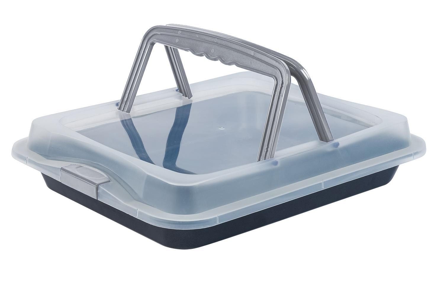Testrut Backblech HUBELY, 42 x 29 cm, Antihaftbeschichtung, Karbonstahl, (1-St), mit Transporthaube aus Kunststoff