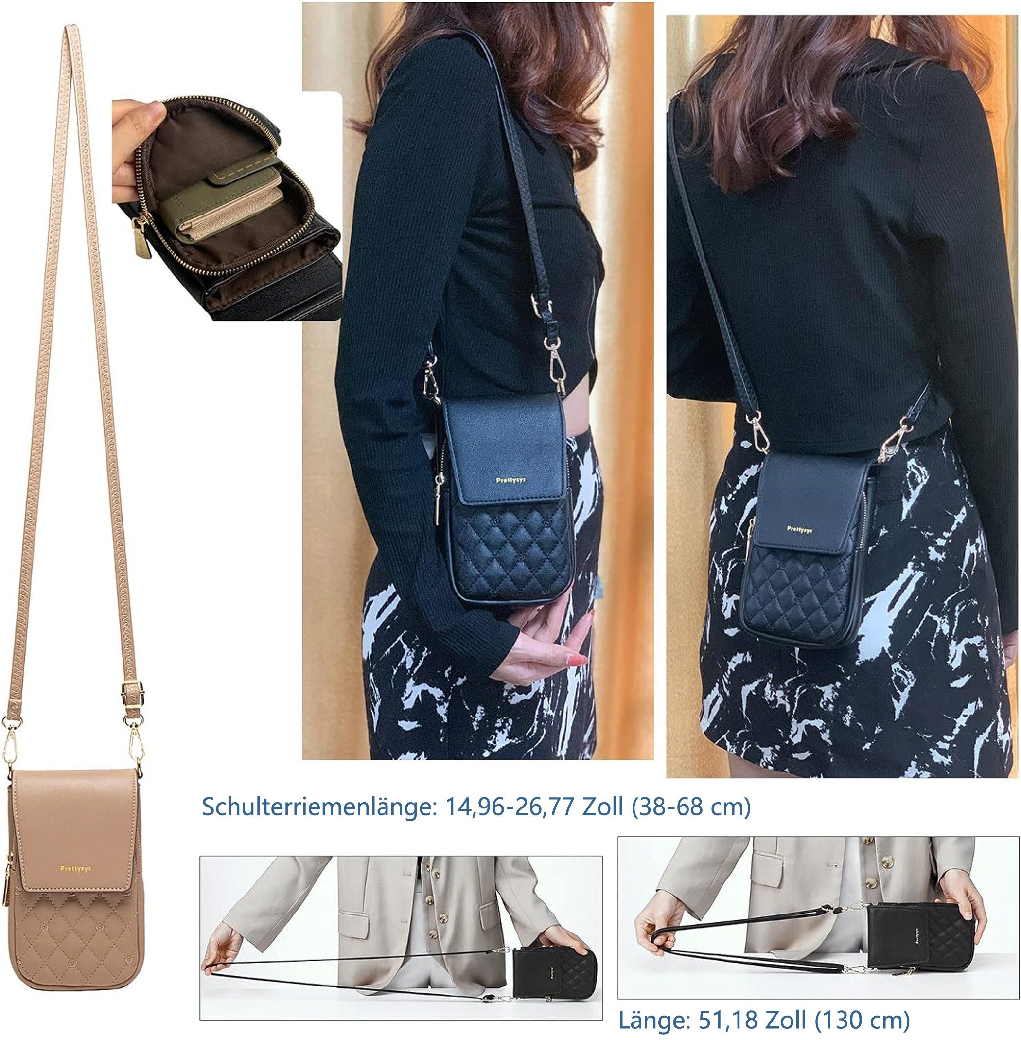 Zaewry Umhängetasche Umhängetasche Handytasche zum Umhängen, Crossbody-Tasche, Cross-Body Schultertasche mit Verstellbar Abnehmbar Schultergurt – Bild 2 von 5