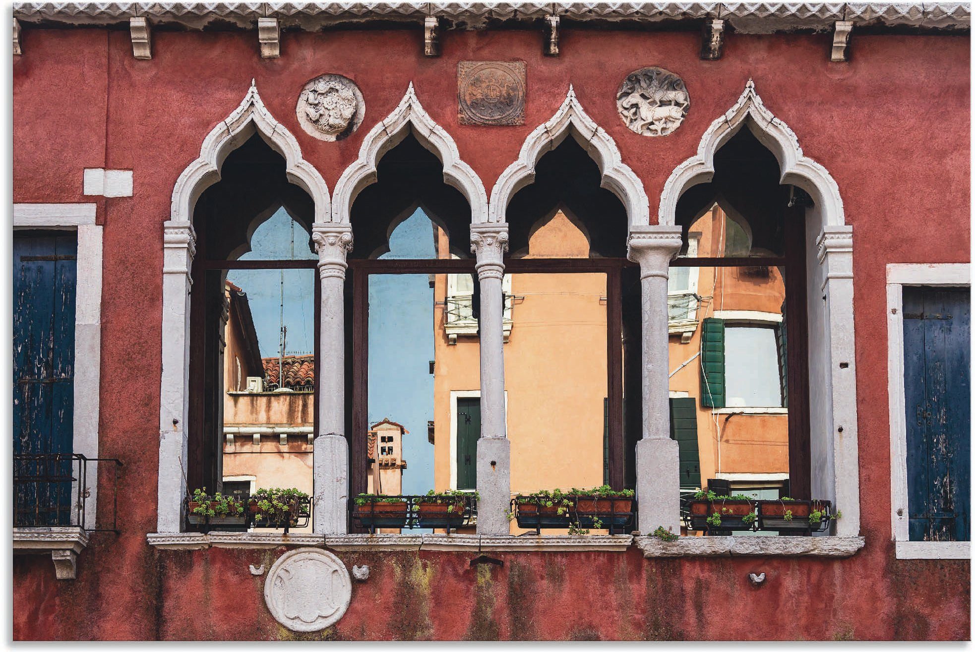 Artland Wandbild »Historische Gebäude Altstadt von Venedig«, Fenster & Türen (1 Stück), in vielen Größen & Produktarten - Alubild / Outdoorbild für den Außenbereich, Leinwandbild, Poster, Wandaufkleber / Wandtattoo auch für Badezimmer geeignet-Otto