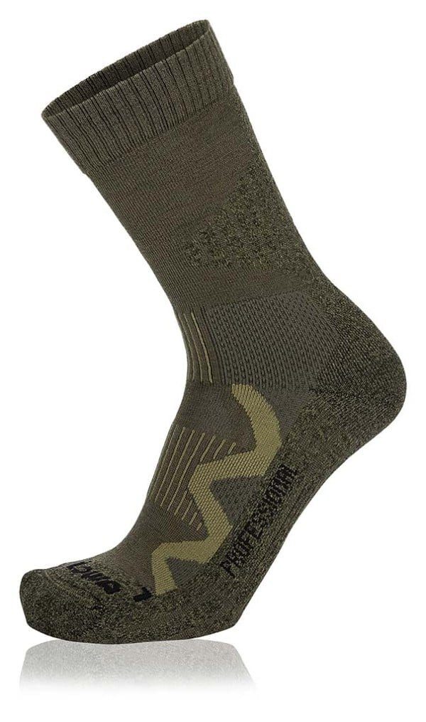 Lowa Wandersocken Crew 4-Season Pro (Merinowolle, hoher Tragekomfort) dunkelgrün