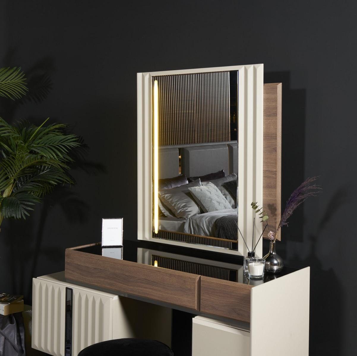 JVmoebel Spiegel Weiß Schminktisch Europe / (Schminktisch Design Schlafzimmer Luxus Modern In Möbel Spiegel), mit Schminktisch Made