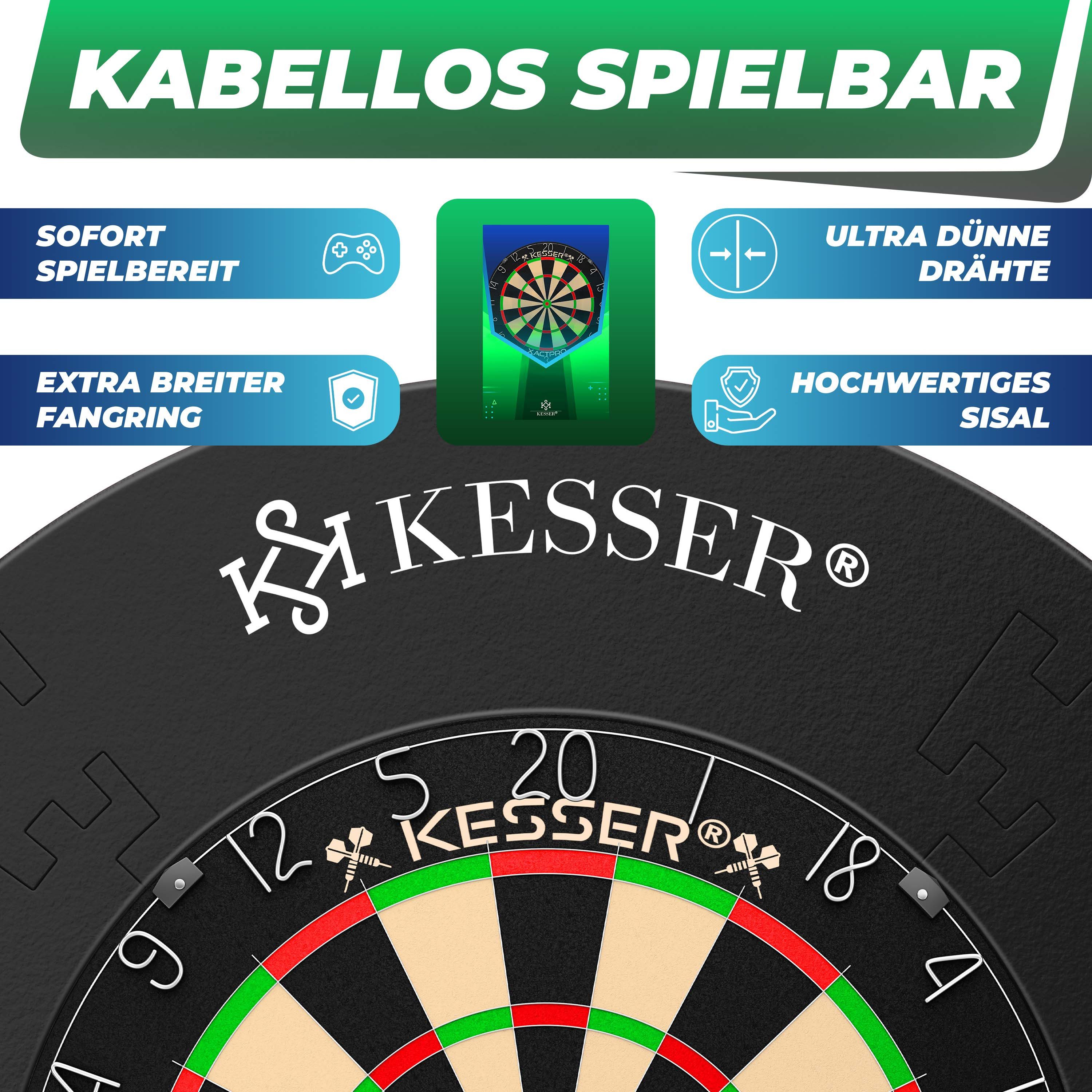 KESSER Dartscheibe Classic 45cm mit 9 Dartpfeilen mit Metallspitze und Wandschutz, Dartscheibe Sisal Professional Dartboard – Bild 3 von 5