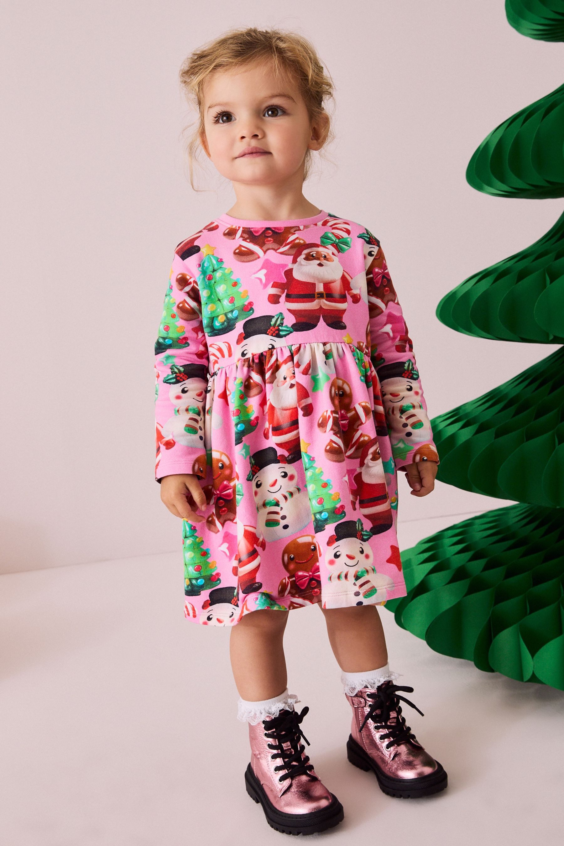 Next Jerseykleid Langärmeliges, weihnachtliches Jerseykleid (1-tlg)