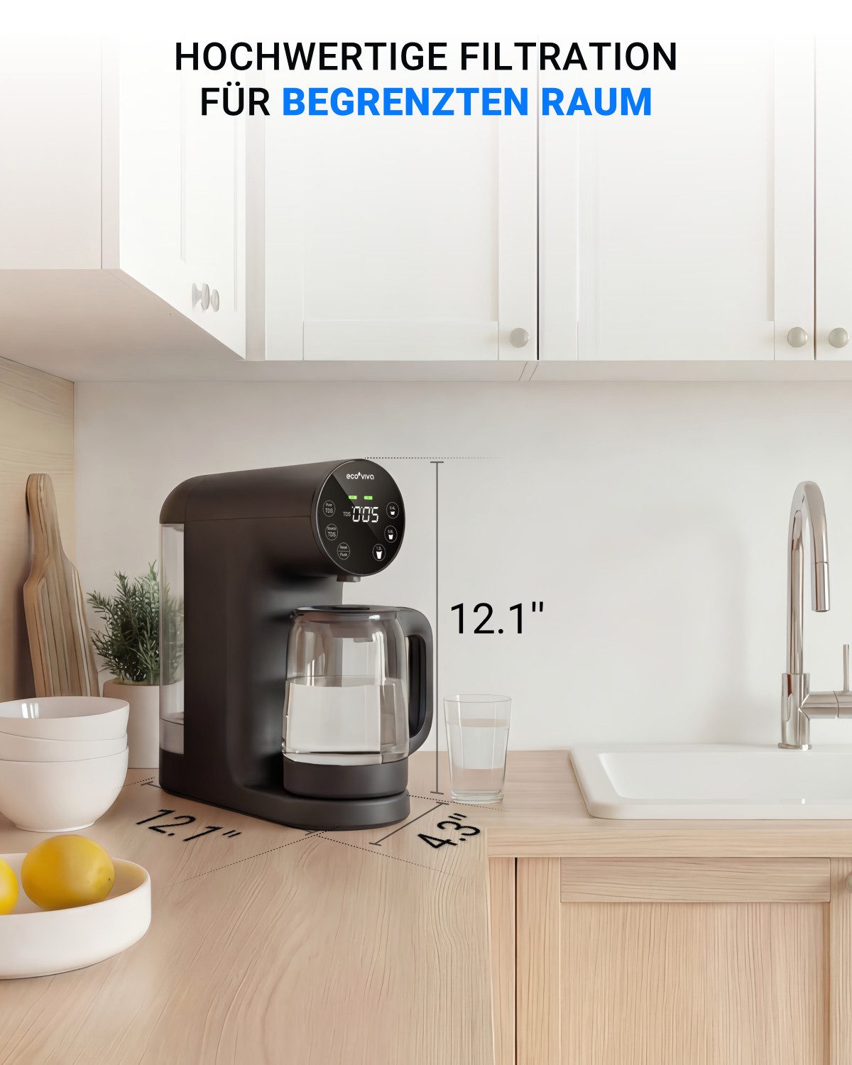Ecoviva Wasserfilter 200G Osmoseanlage Trinkwasser, Zubehör für 6-stufige Filtration Umkehrosmoseanlage, TDS-Reduzierung, Geeignet für Wohnungen, Büros, Wohnmobile usw.
