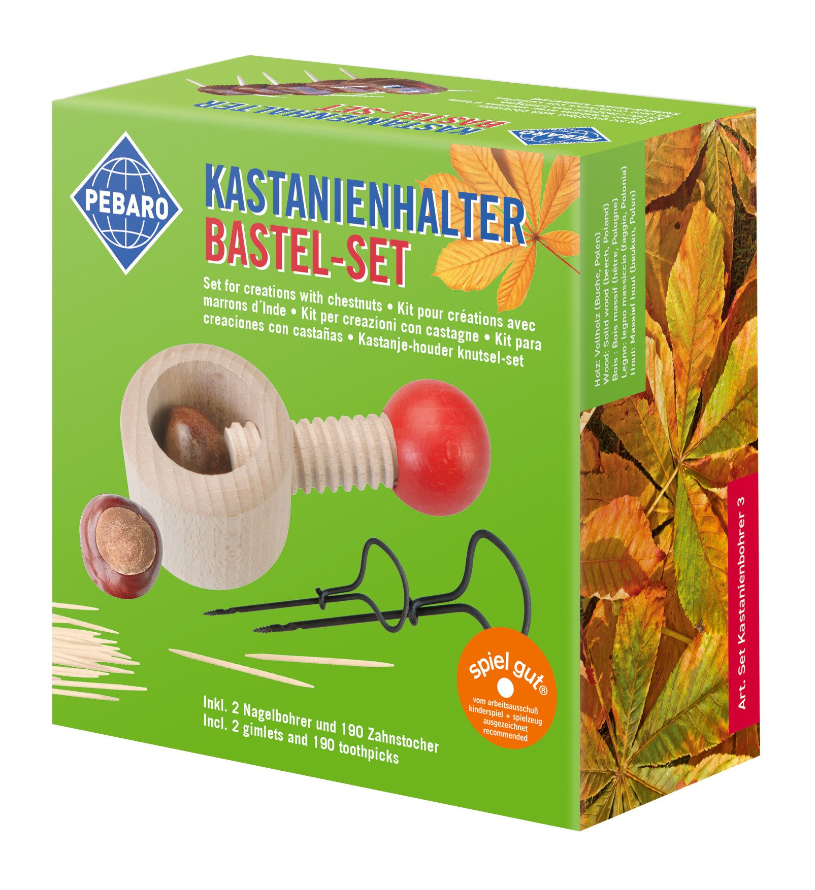 Pebaro Kreativset Kastanienhalter Bastel-Set, Set Kastanienbohrer 3