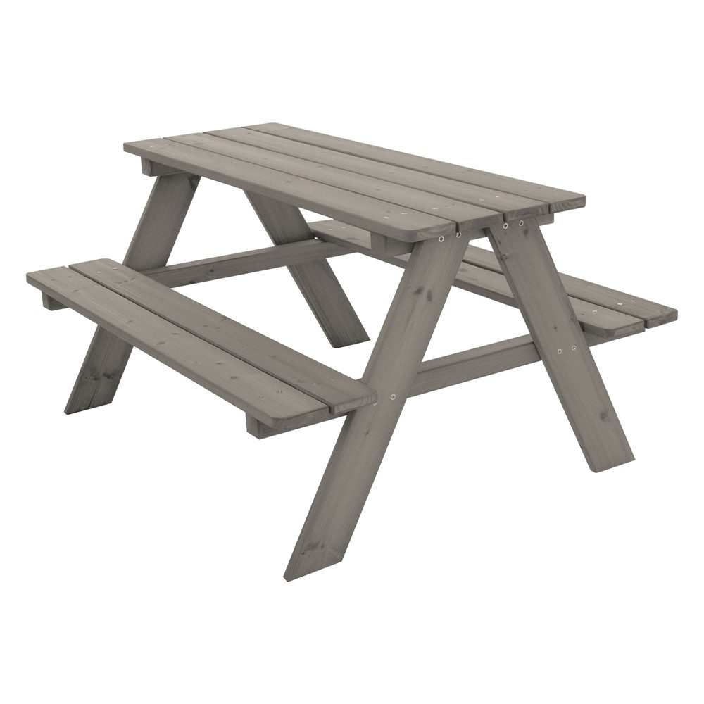 ML-DESIGN Garten-Kindersitzgruppe Kindersitzgarnitur für Draußen, Spielsitzgruppe mit 4 Plätzen, Grau Picknicktisch Sitzgarnitur 2 Bänke mit Tisch Massivholz Outdoor