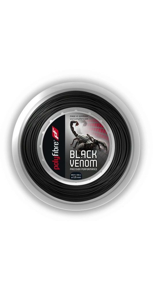 Tennissaite Black Venom (Haltbarkeit+Kontrolle) schwarz 200m Rolle