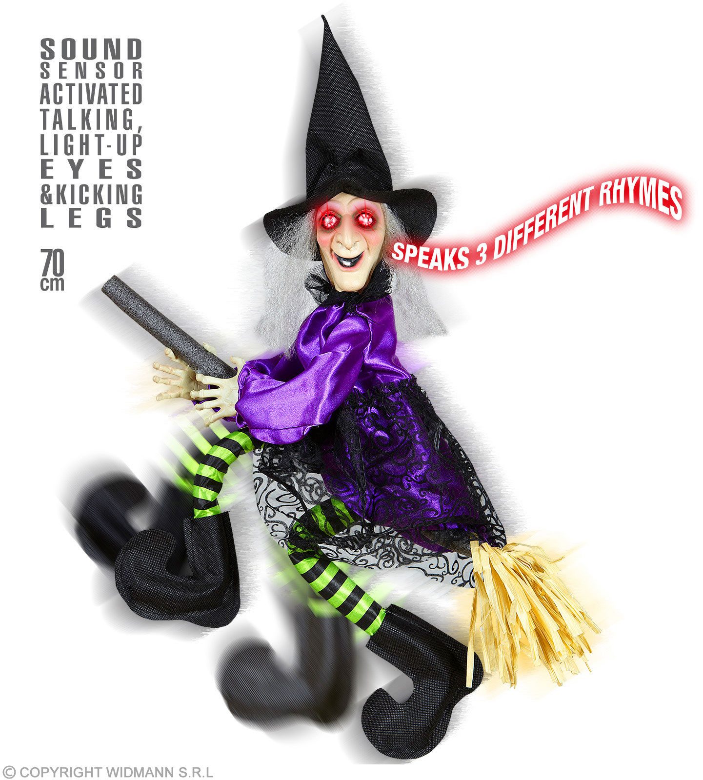 Widmann S.r.l. Dekoobjekt Sprechende Hexe mit strampelnden Beinen und Leuch günstig online kaufen