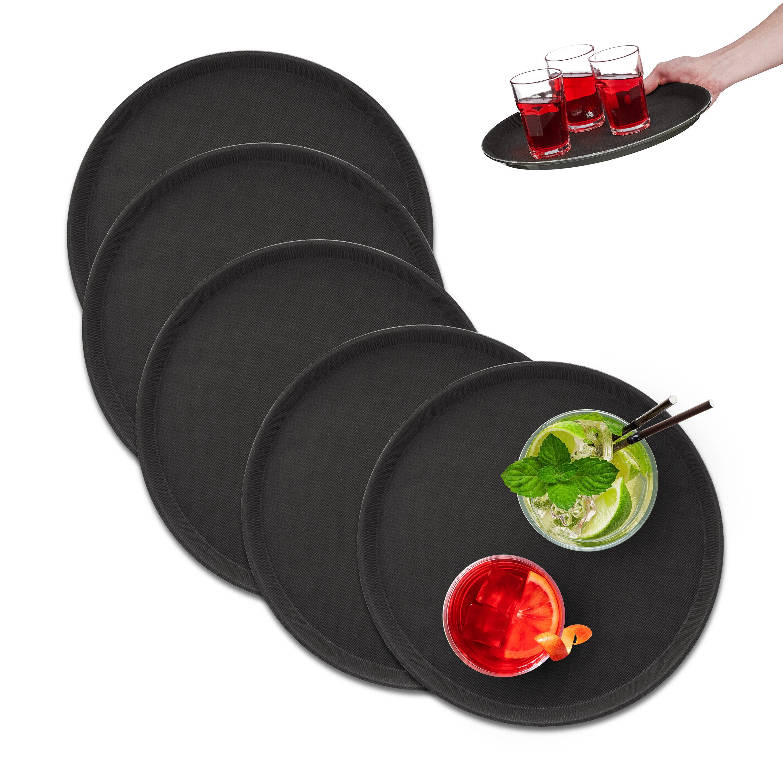 Tablett Rundes Serviertablett 5er Set 35 cm