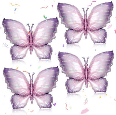 Coonoor Luftballon 4 Stück Schmetterling Schmetterlinge luftballon, Geburtstag Deko für Mädchen Schmetterling Party, Kinder, Hochzeit